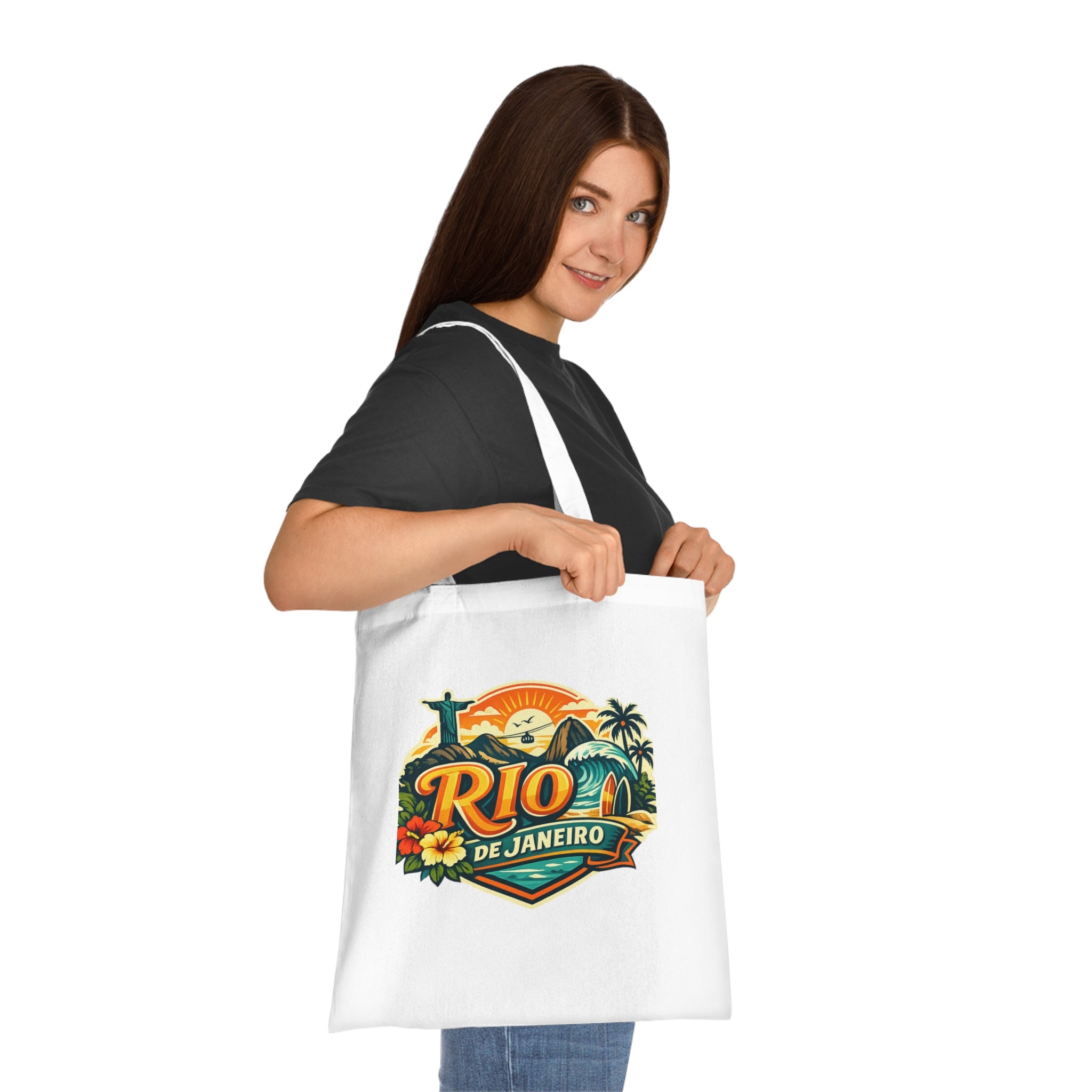 Rio de Janeiro / West Palm Beach Beach Tote — Retro Tropical Cotton Tote Bag