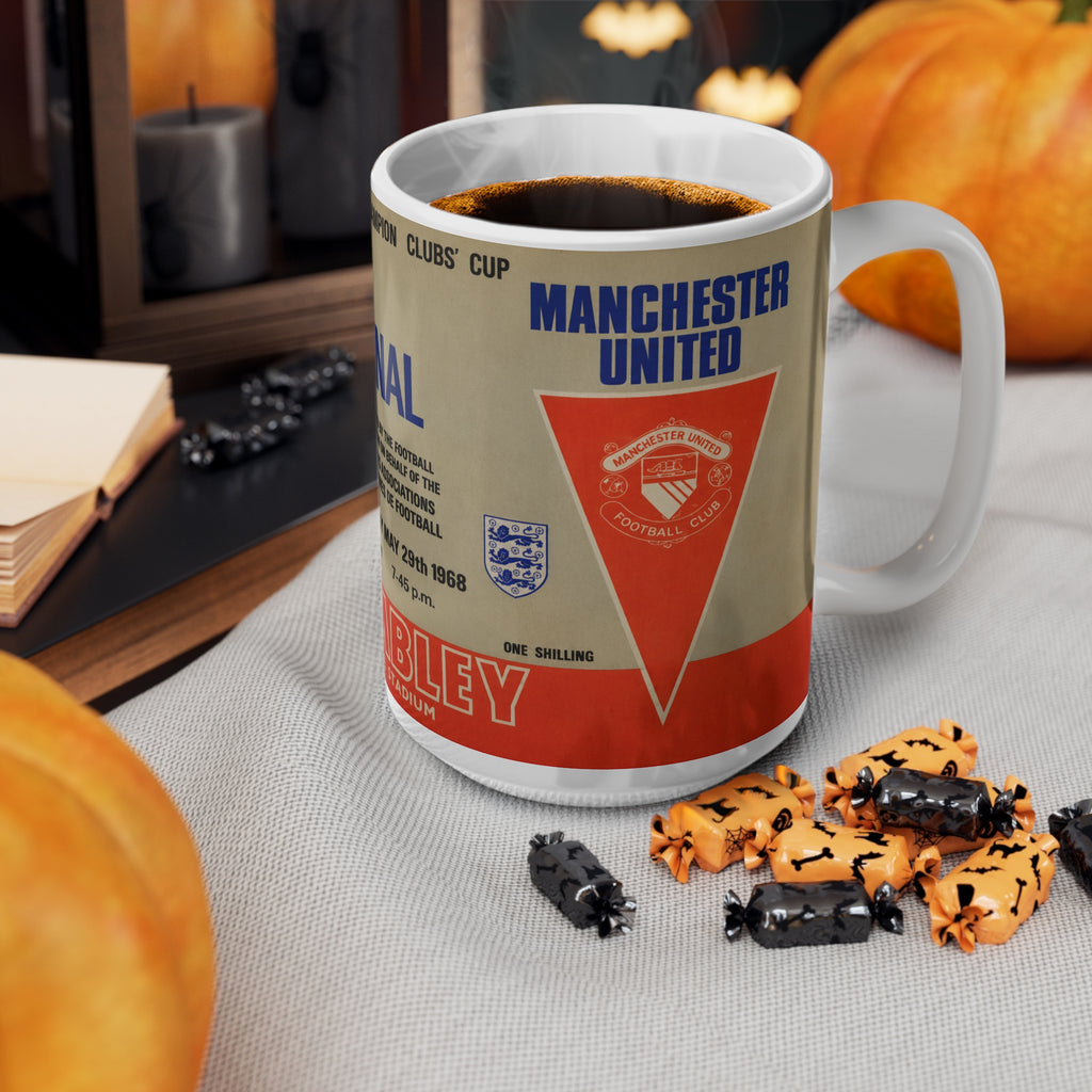 1968 European Cup Final Programme Cover Inspired Benfica vs Man Utd Vintage Coffee Football Mug