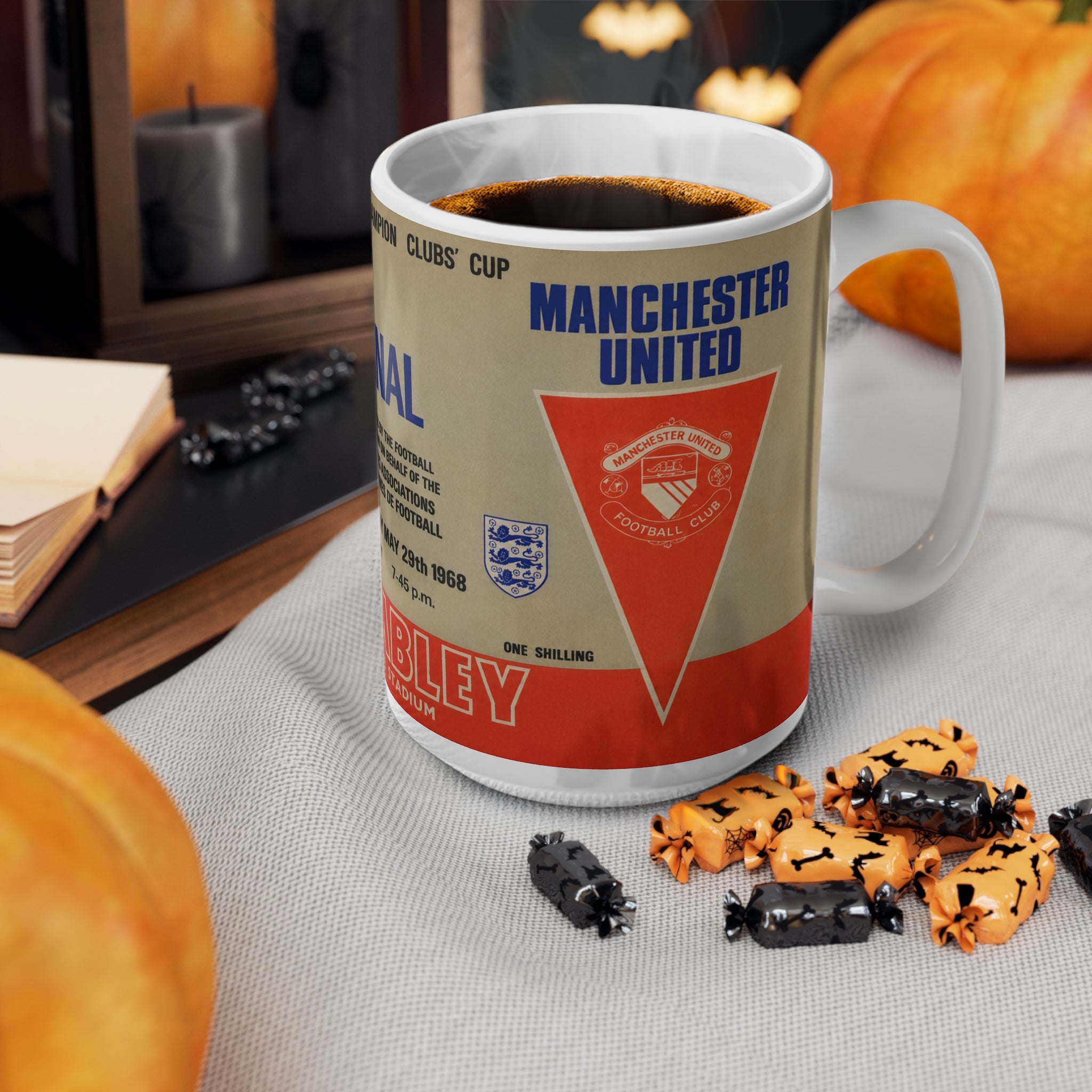 1968 European Cup Final Programme Cover Inspired Benfica vs Man Utd Vintage Coffee Football Mug