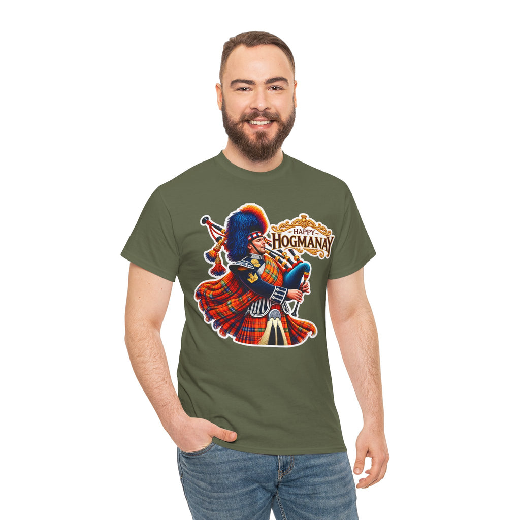 Hogmanay Bagpiper T‑Shirt — Happy Hogmanay Scottish New Year Tee