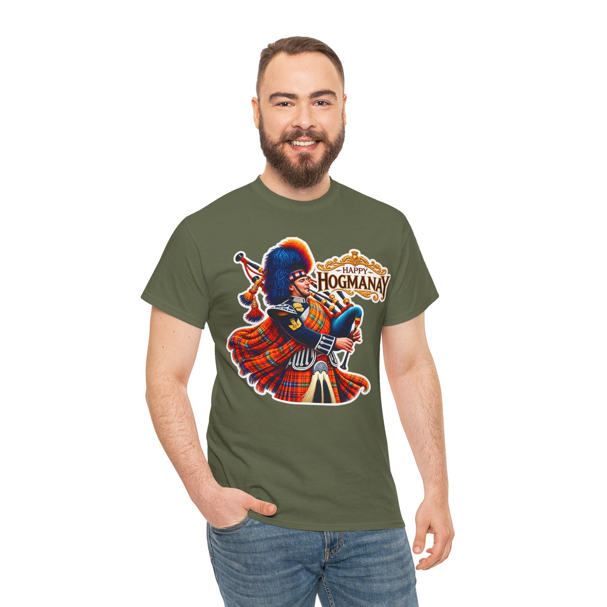 Hogmanay Bagpiper T‑Shirt — Happy Hogmanay Scottish New Year Tee