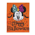 Halloween Minnie Mouse Fleece Blanket – "Happy Halloween" Orange Cozy Throw
