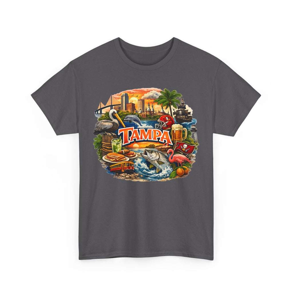 Tampa Florida Retro Scenic Tee — Vintage Beach, Skyline & Wildlife Graphic