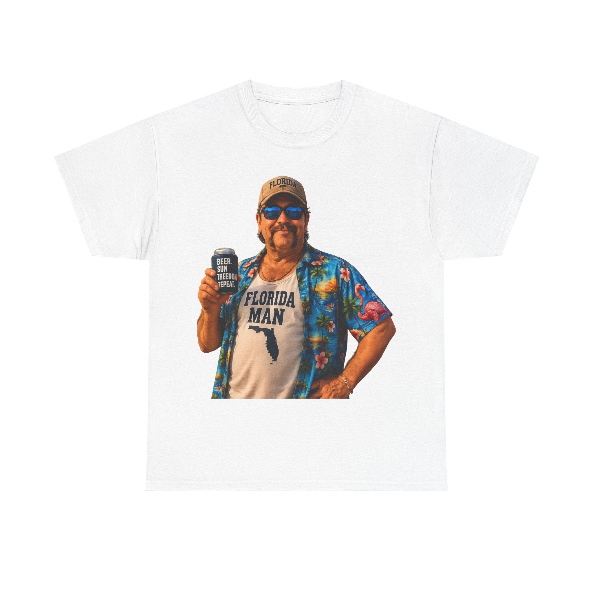 Florida Man Graphic Tee — Funny Vacation Shirt with Hawaiian Shirt Design