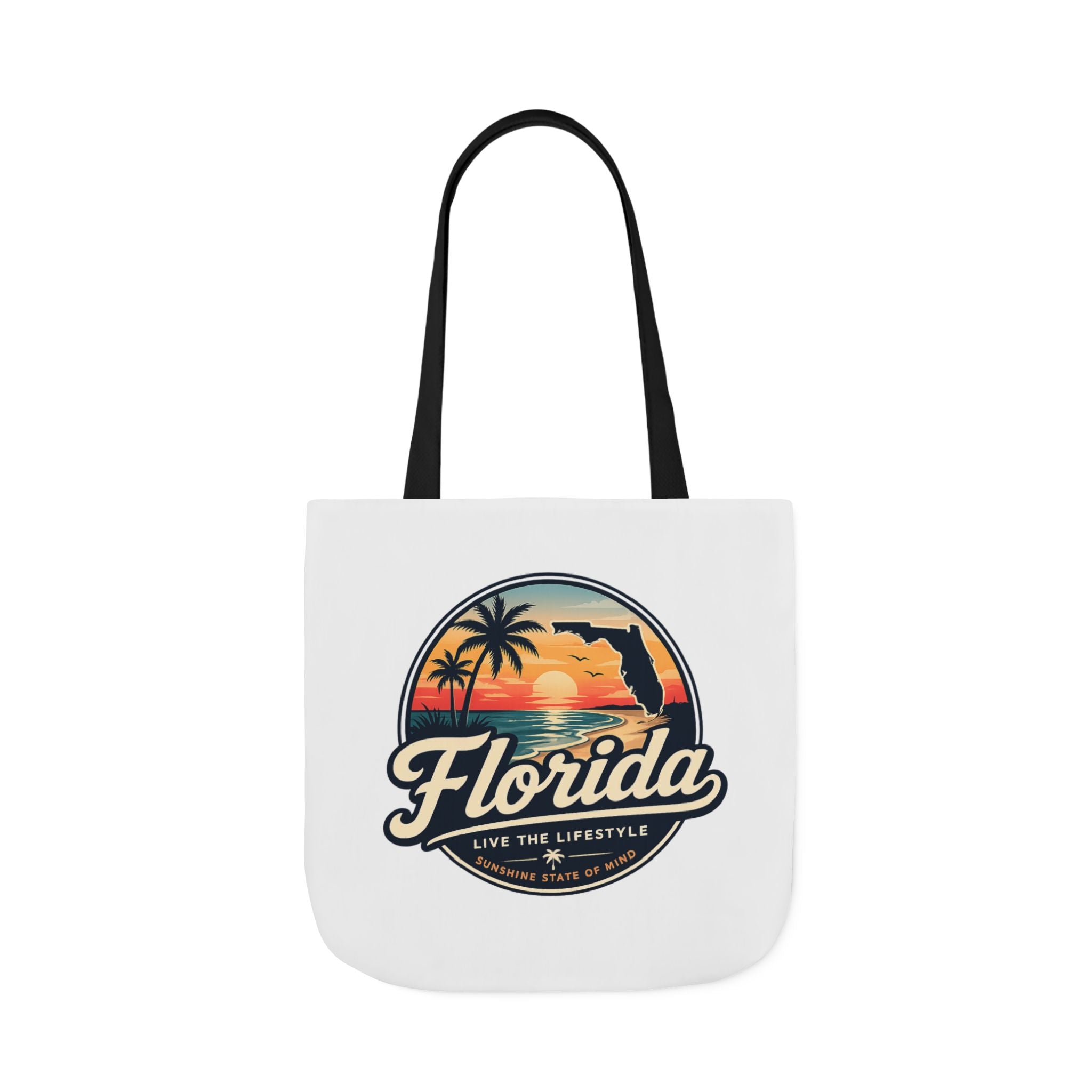 Florida Sunset Canvas Tote Bag — Retro Palm Beach Design