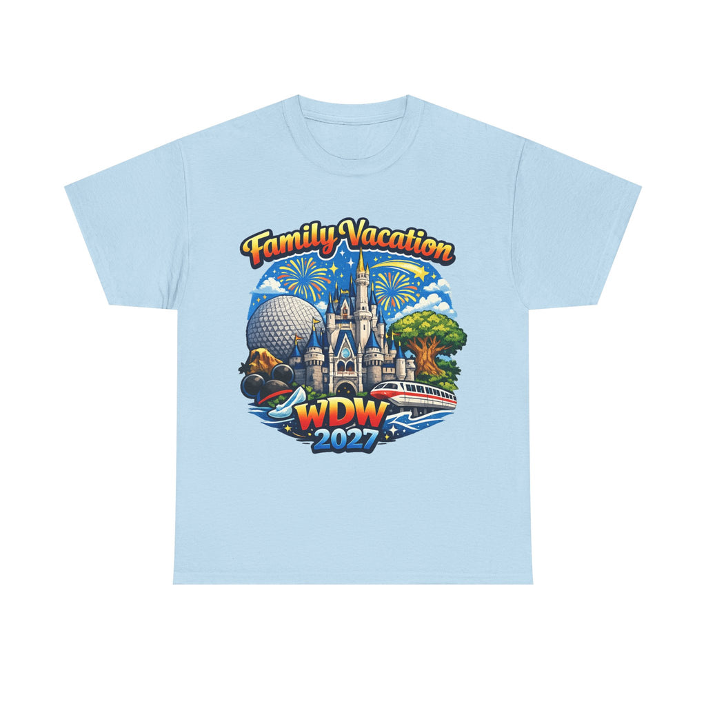 Family Vacation WDW 2027 T-Shirt – Disney Park Castle & Fireworks Vacation Tee