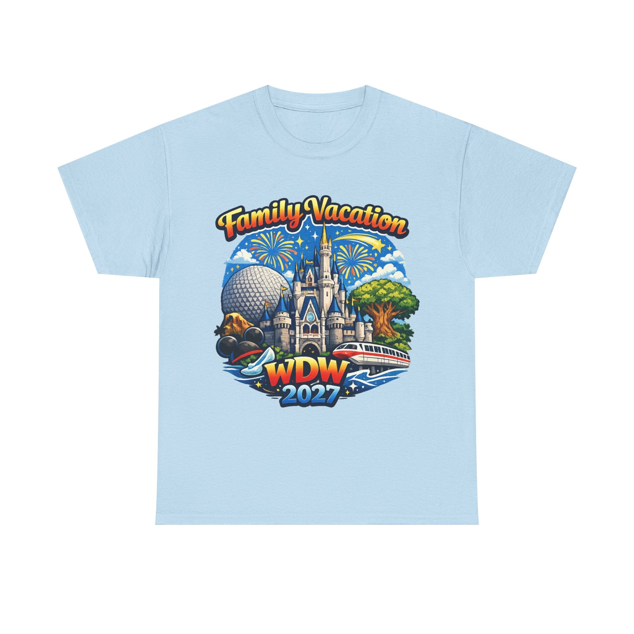 Family Vacation WDW 2027 T-Shirt – Disney Park Castle & Fireworks Vacation Tee