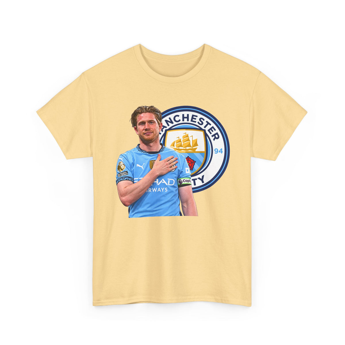 Kevin De Bruyne Manchester City Legend Cotton T-Shirt — Player Tribute Tee (Heart Badge Design)