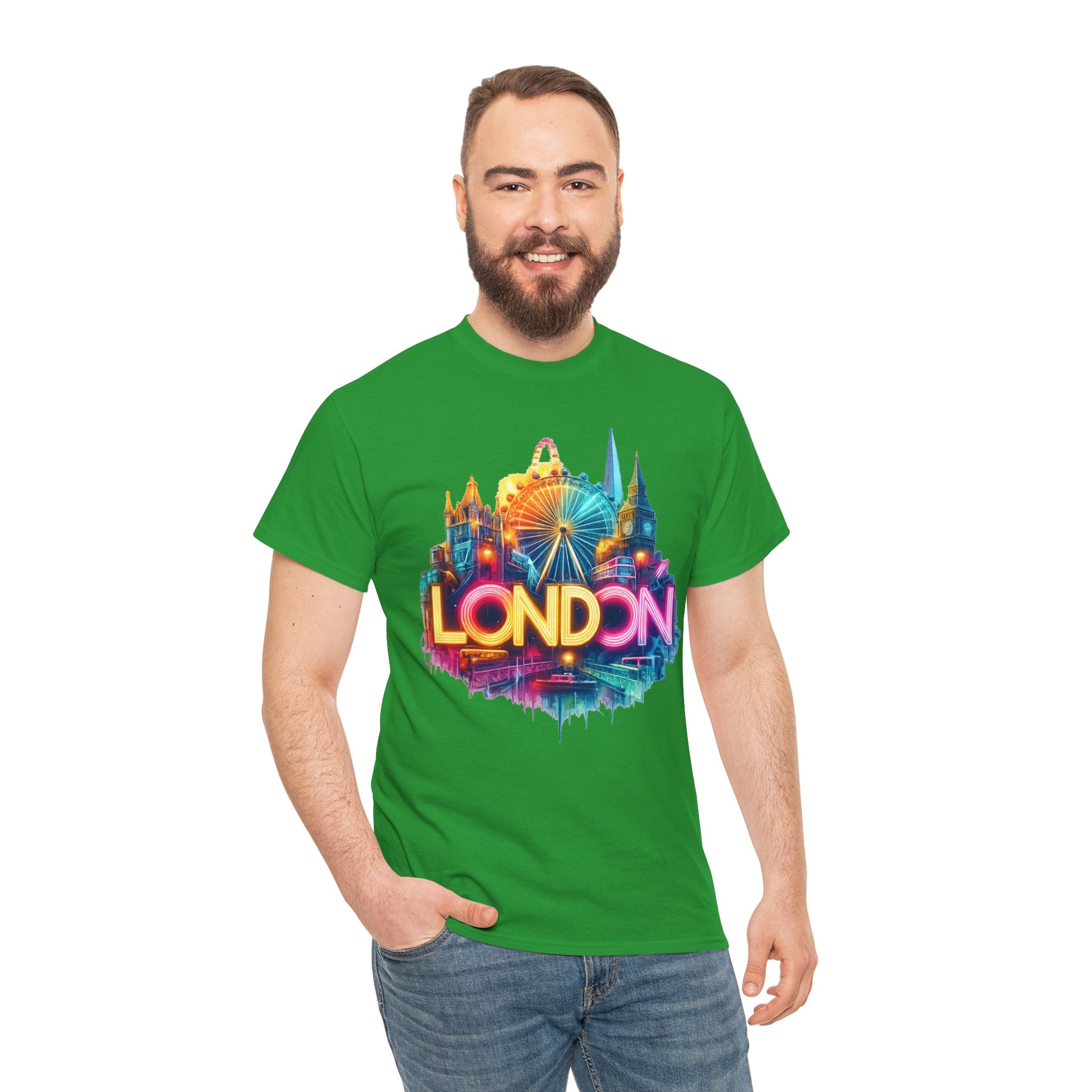 London Skyline Tee — Colorful Neon London Landmark T-Shirt