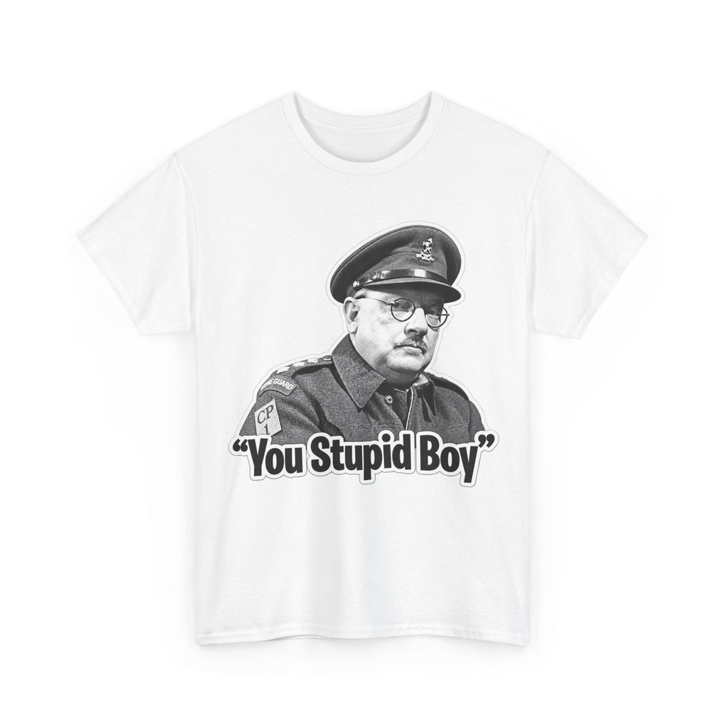 Dads Army Inspired You Stupid Boy T-Shirt — Vintage Cop Illustration Funny Graphic Tee