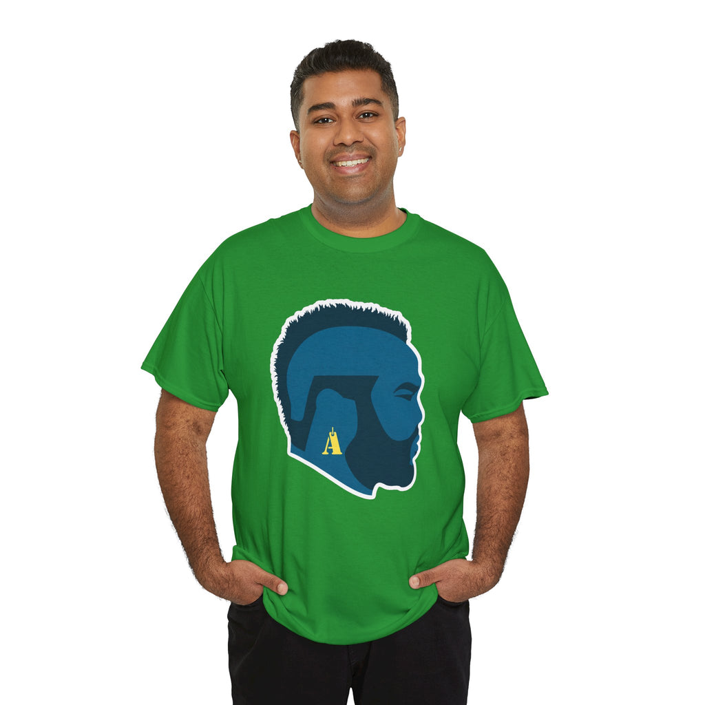 Mr T Profile Silhouette T‑Shirt – Blue Head & Gold Earring Graphic