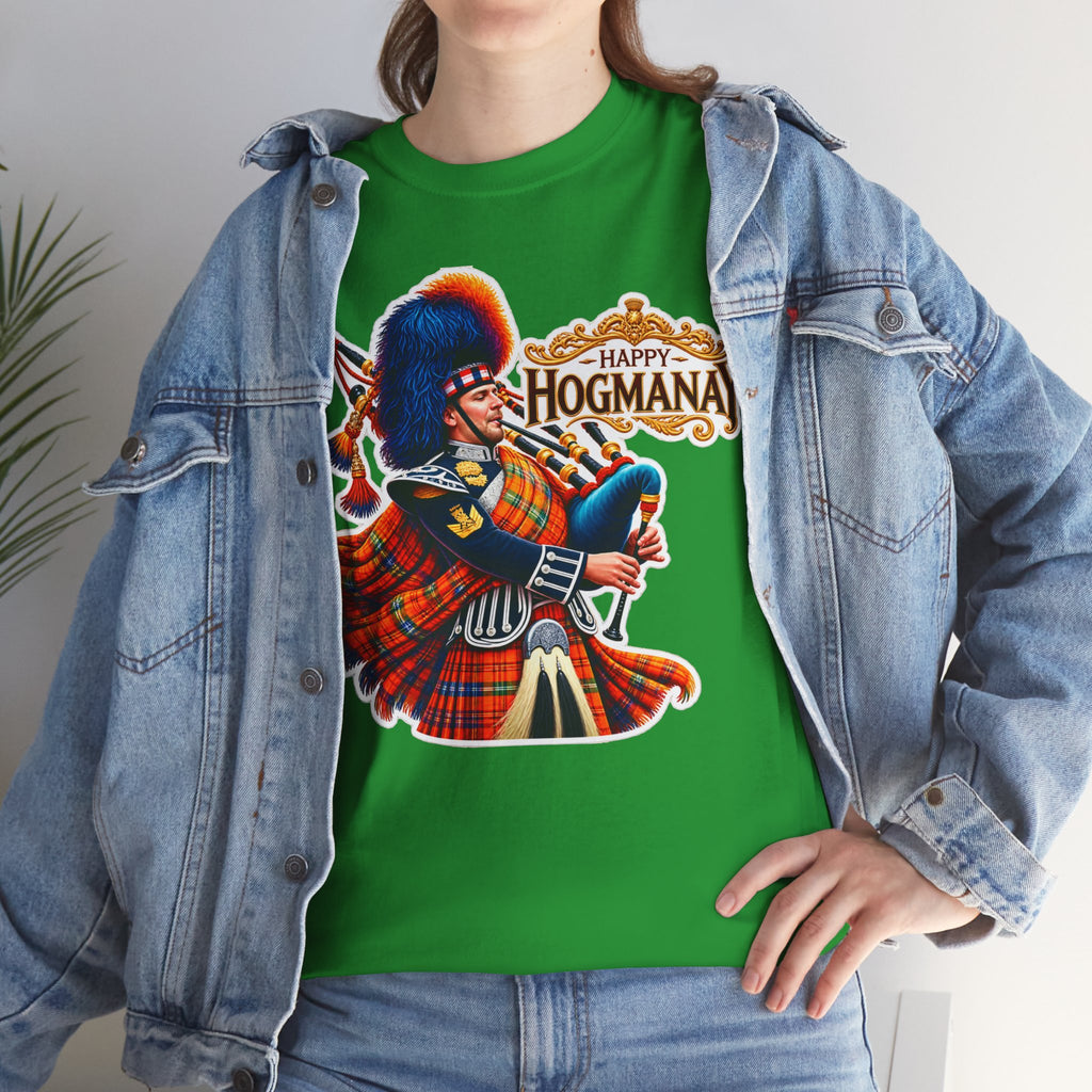 Hogmanay Bagpiper T‑Shirt — Happy Hogmanay Scottish New Year Tee
