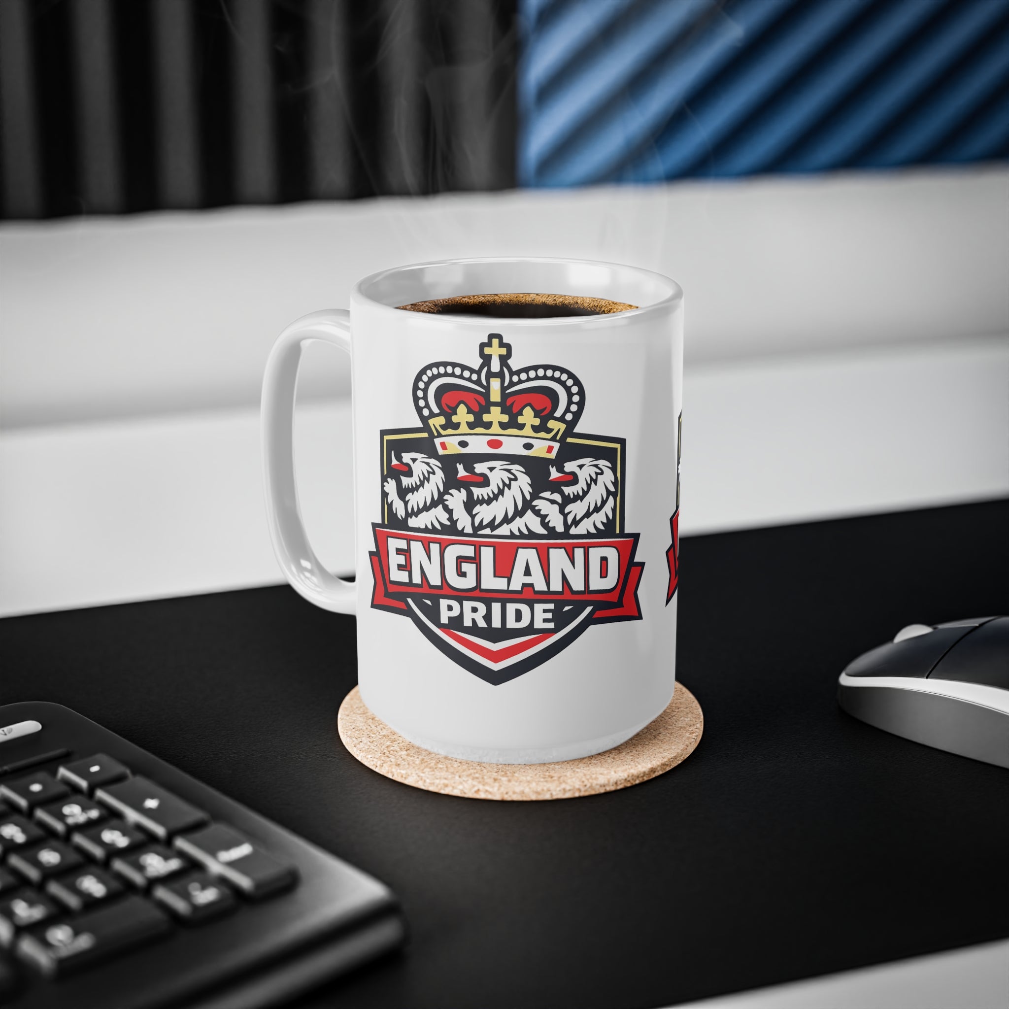 England Pride Ceramic Mug — Crowned Lion 11oz & 15oz Coffee Cup