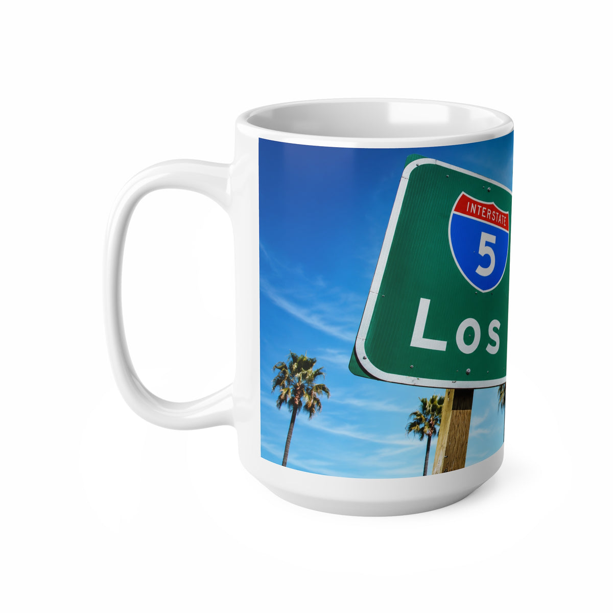 Los Angeles Highway Sign Ceramic Coffee Mug – 11oz & 15oz
