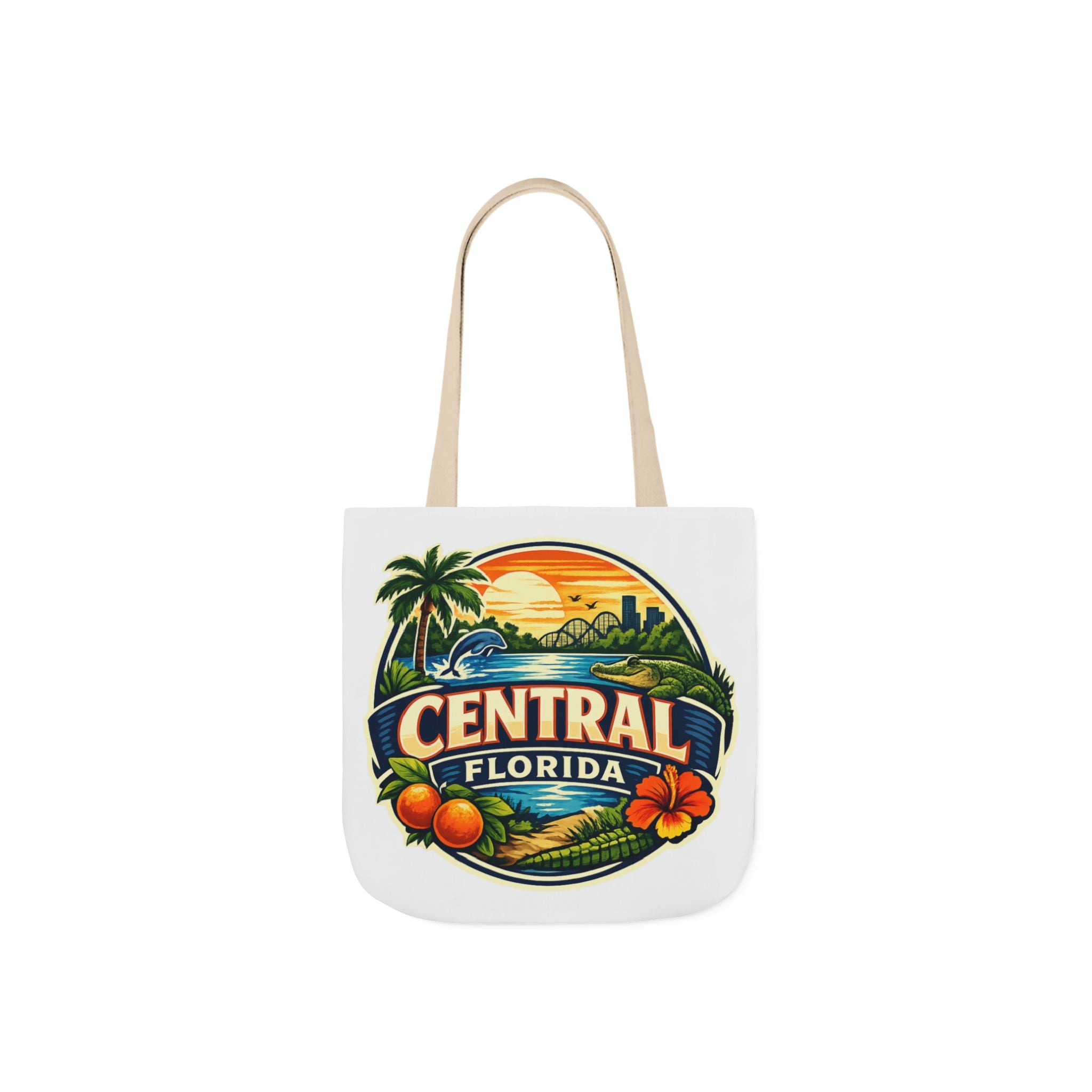 Central Florida Canvas Tote Bag — Vintage Sunset Palm Beach Market Tote