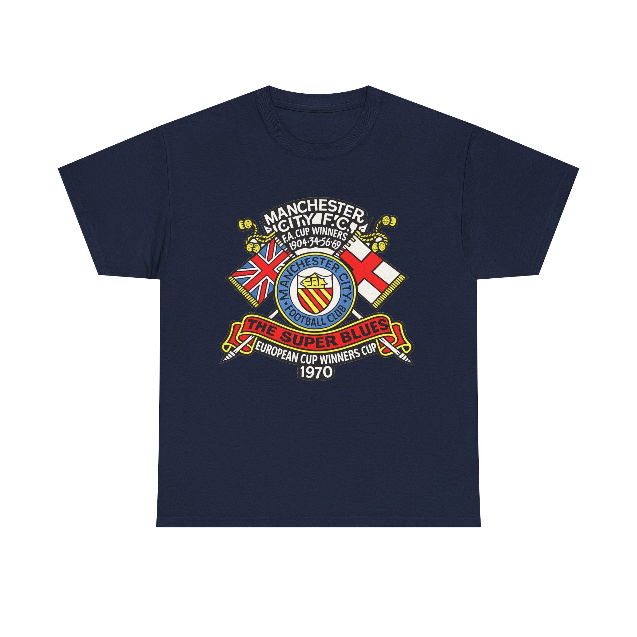 Manchester City Vintage Crest Tee — 'The Super Blues' 1970 European Cup Winners