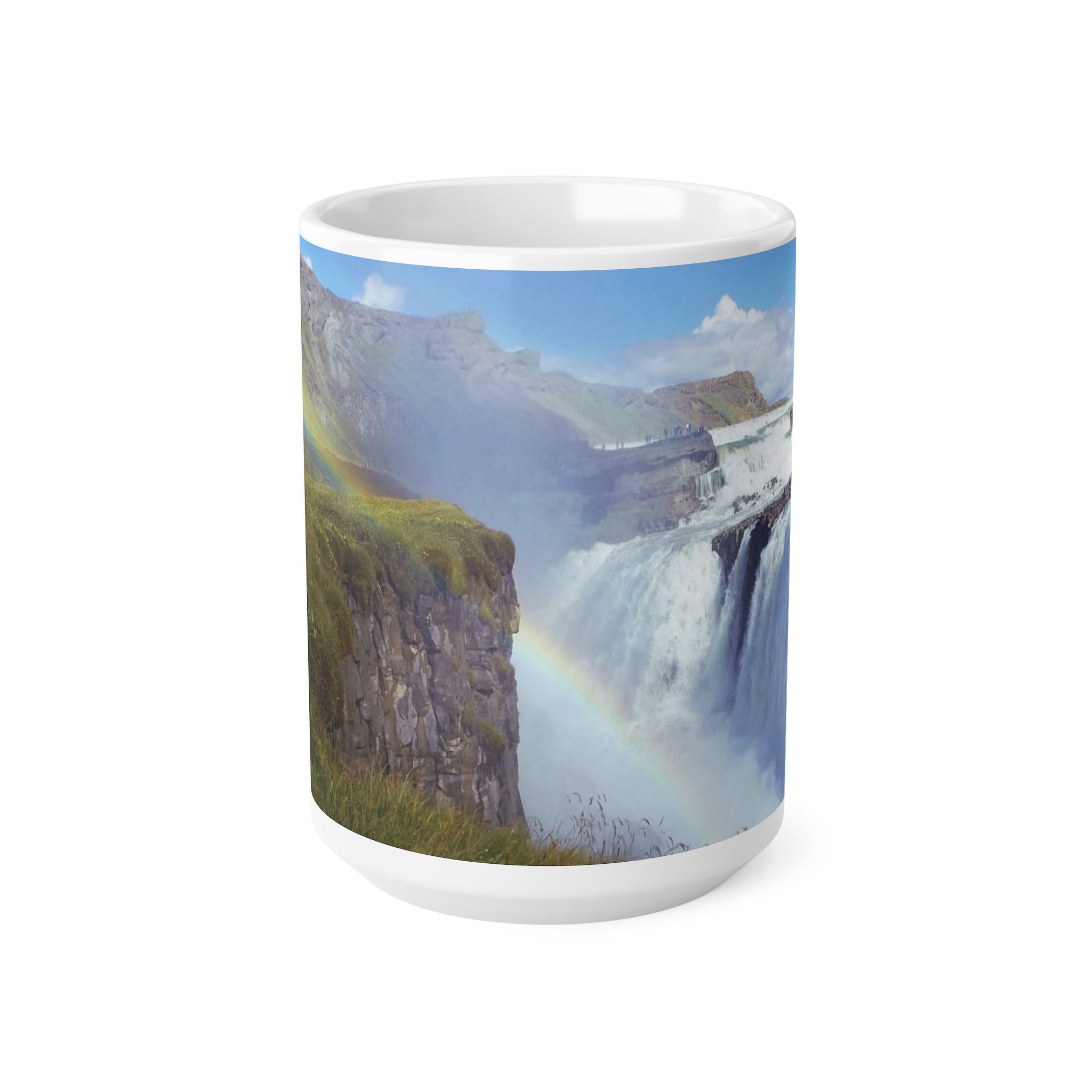Waterfall Rainbow Ceramic Coffee Mug — Scenic Landscape 11oz & 15oz