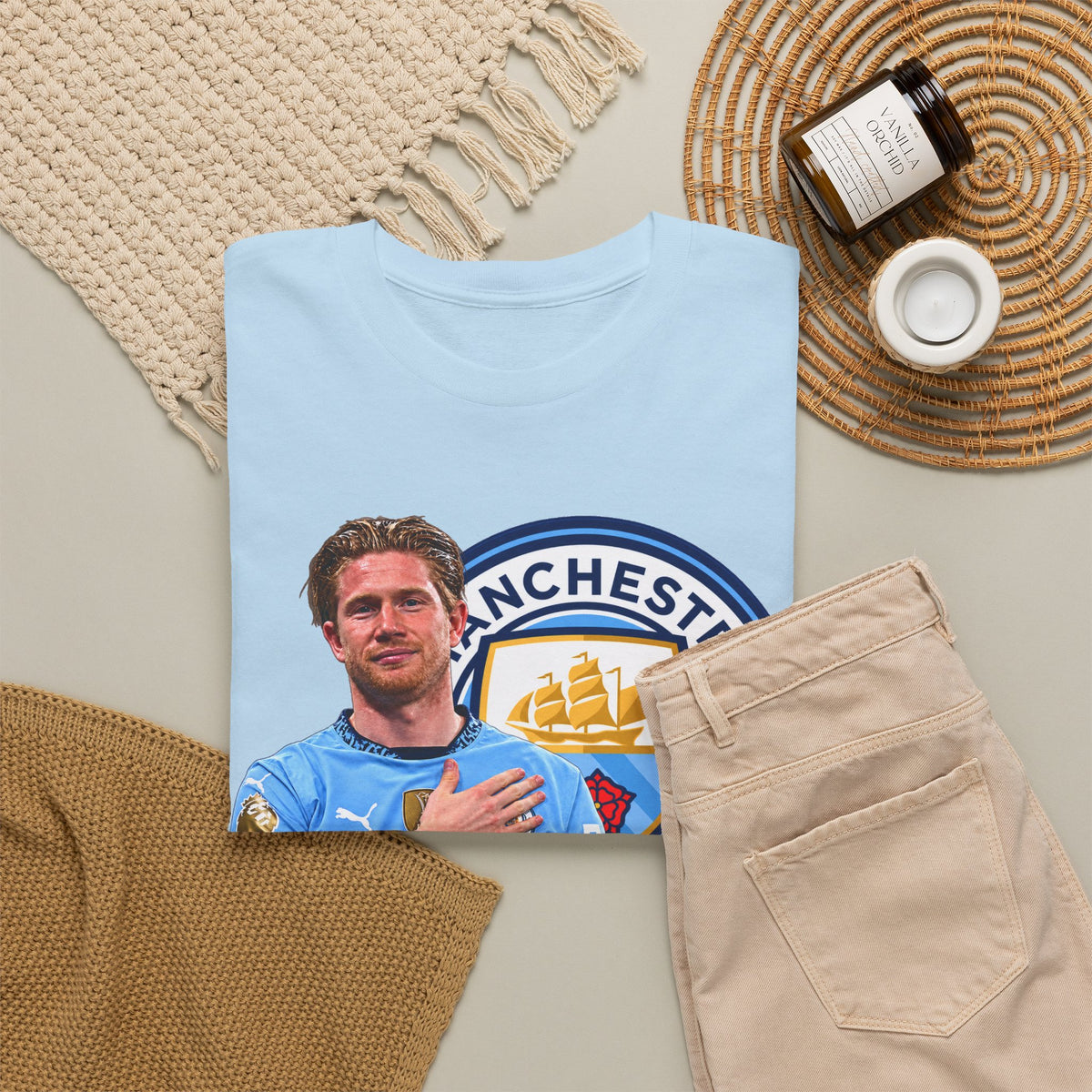 Kevin De Bruyne Manchester City Legend Cotton T-Shirt — Player Tribute Tee (Heart Badge Design)