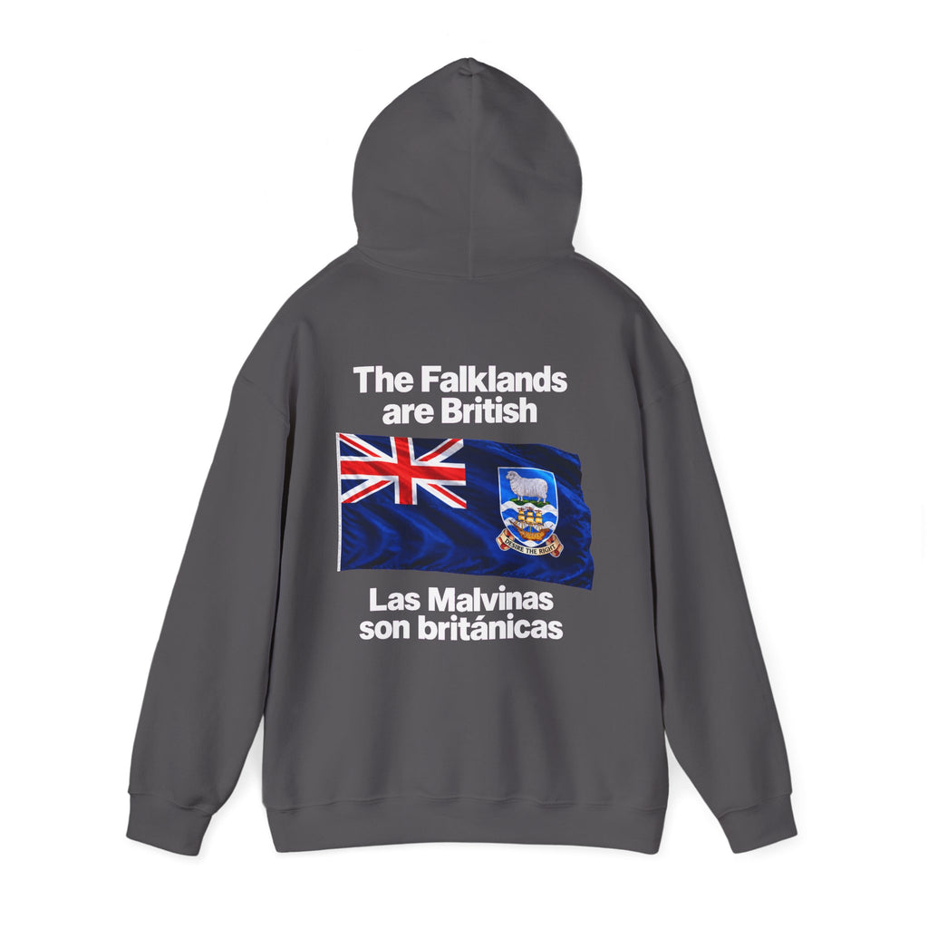 Falklands Are British Hoodie – Bilingual 'Las Malvinas son británicas' Flag Pullover