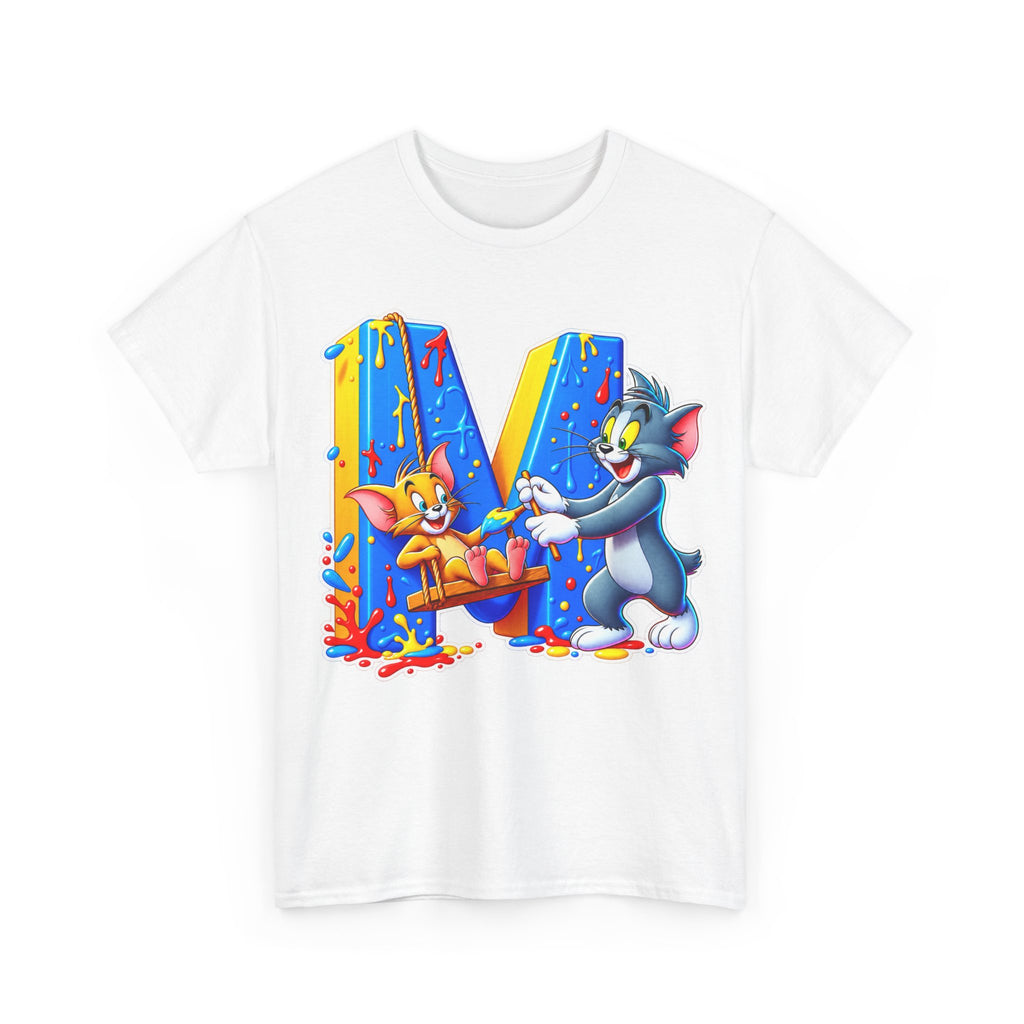 Tom & Jerry Letter M Cotton T-Shirt — Retro Cartoon Graphic Tee