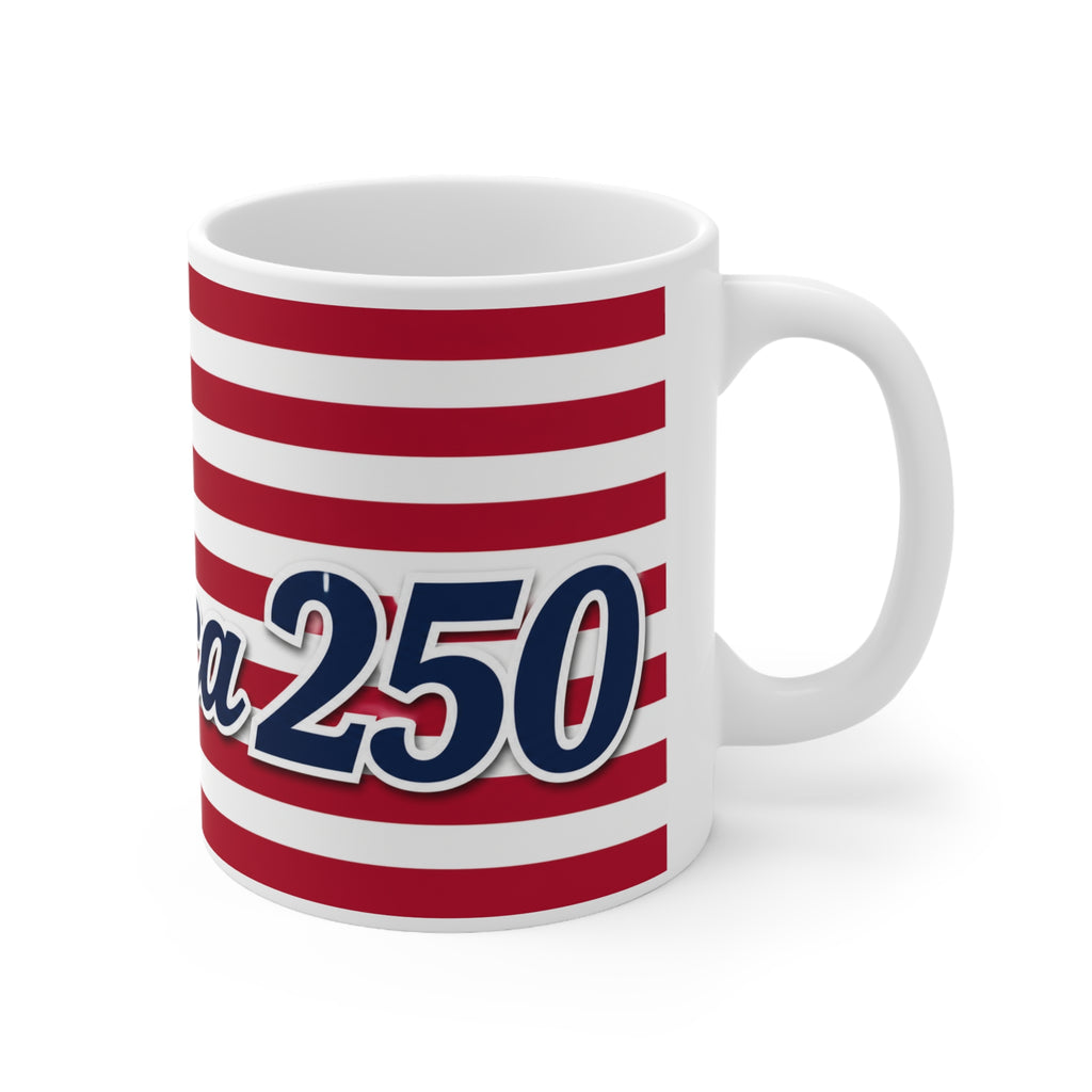 America 250 Flag Coffee Mug — Patriotic Ceramic 11oz & 15oz