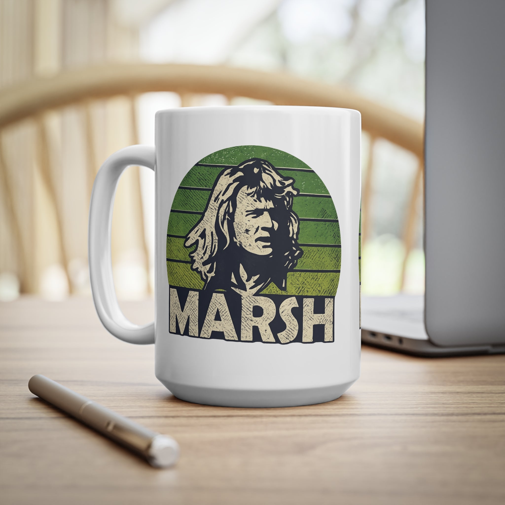 Rodney Marsh Vintage Portrait Mug — Retro Green Ceramic Coffee Cup (11oz & 15oz)