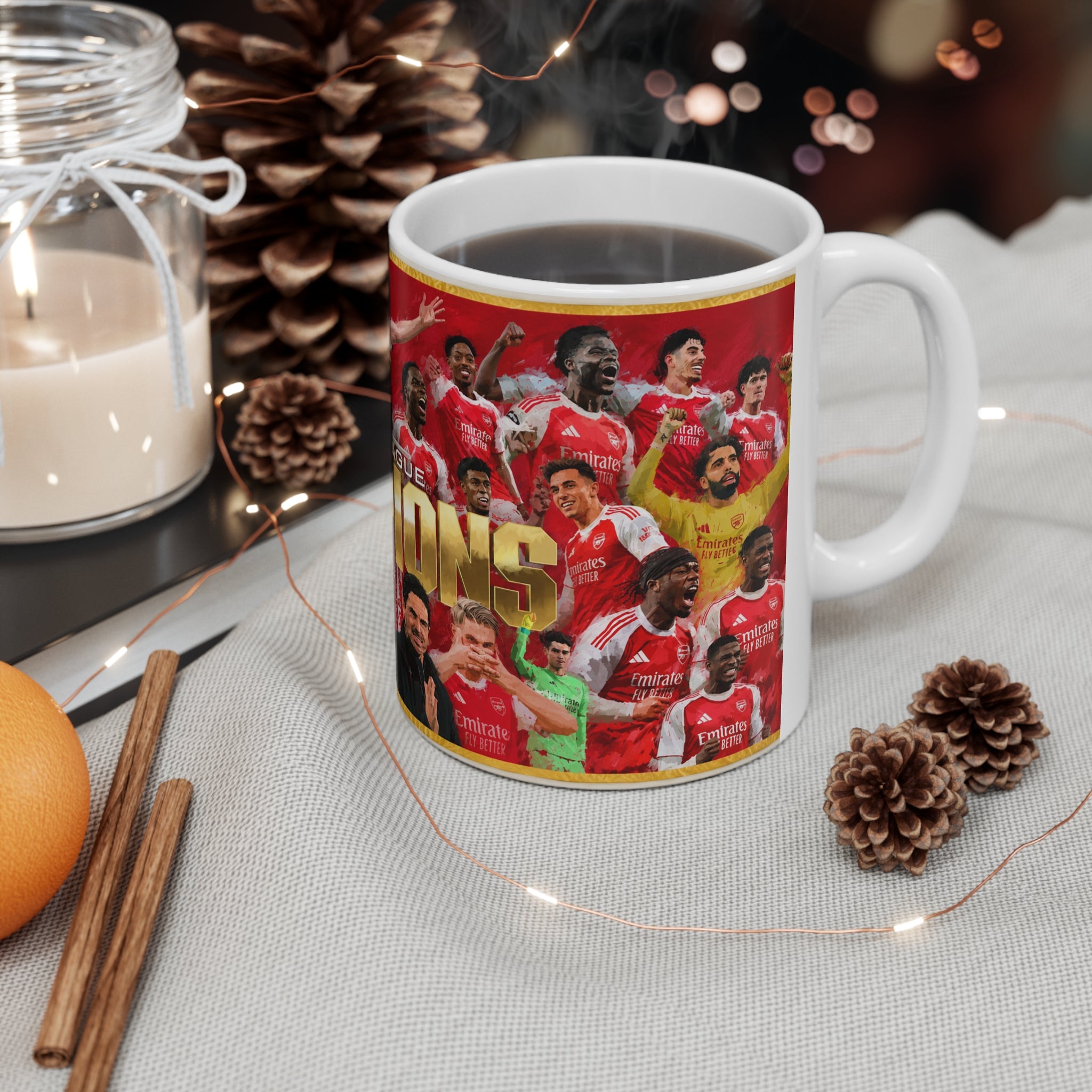 Arsenal Champions Premier League Ceramic Mug — 11oz & 15oz Team Celebration Coffee Cup