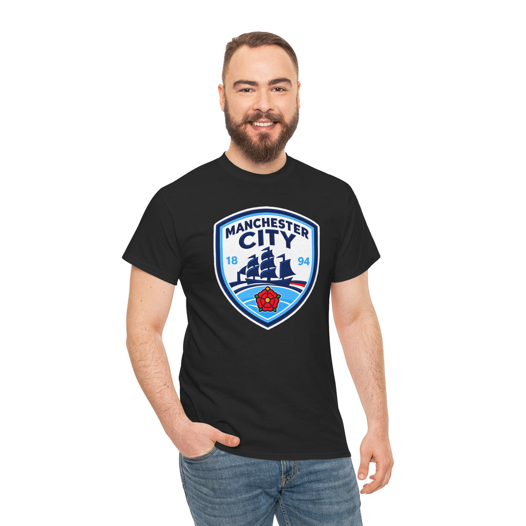 Manchester City Inspired Crest Cotton T-Shirt