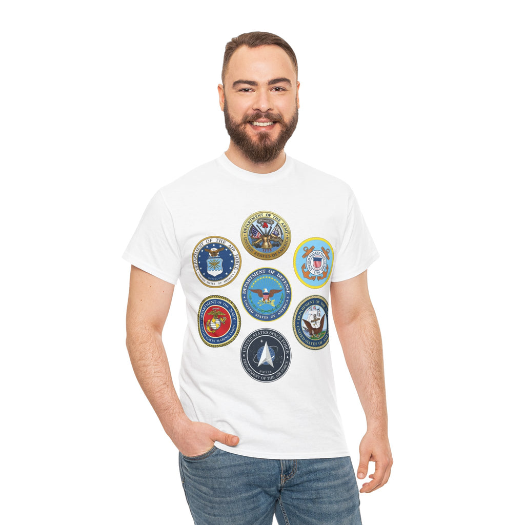 Military Branch Seals T-Shirt — Vintage US Armed Forces Emblems Tee