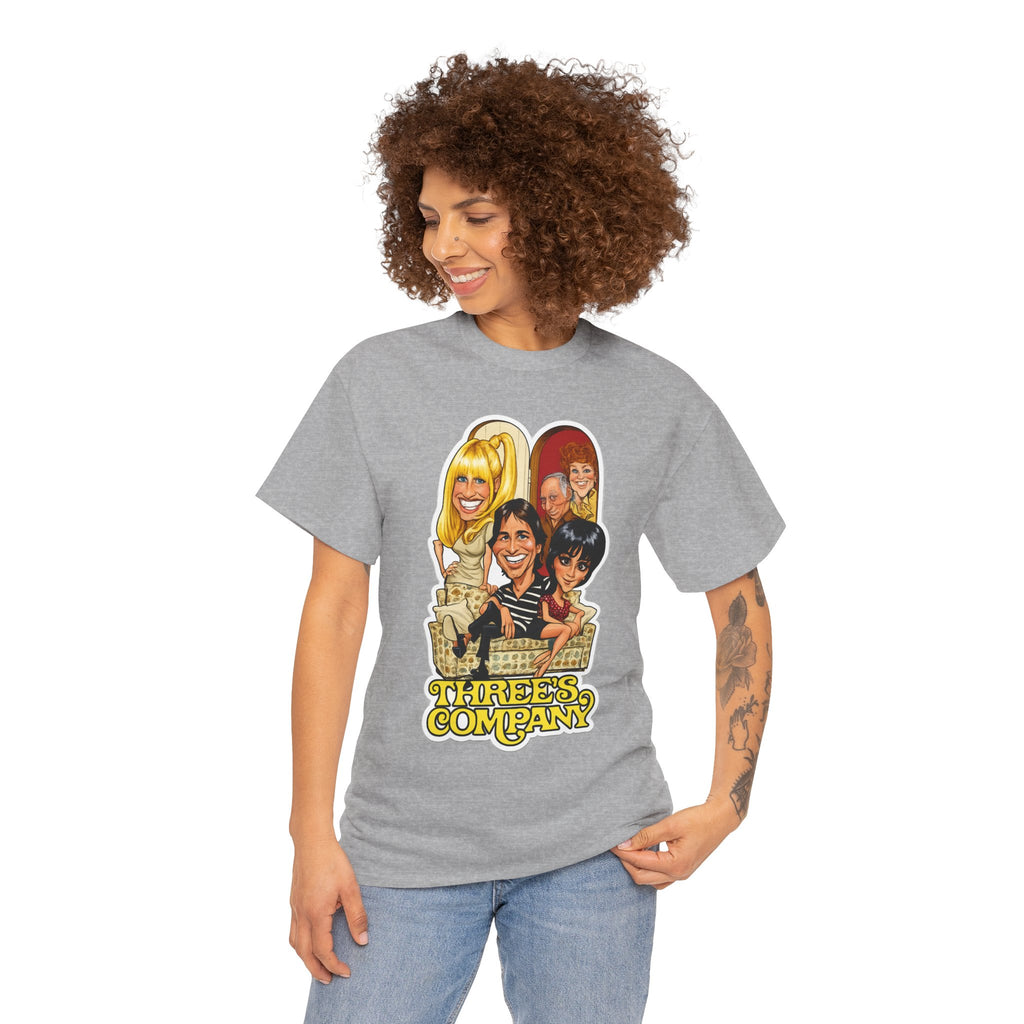 Three's Company Retro TV Tee — Vintage Sitcom Caricature T-Shirt