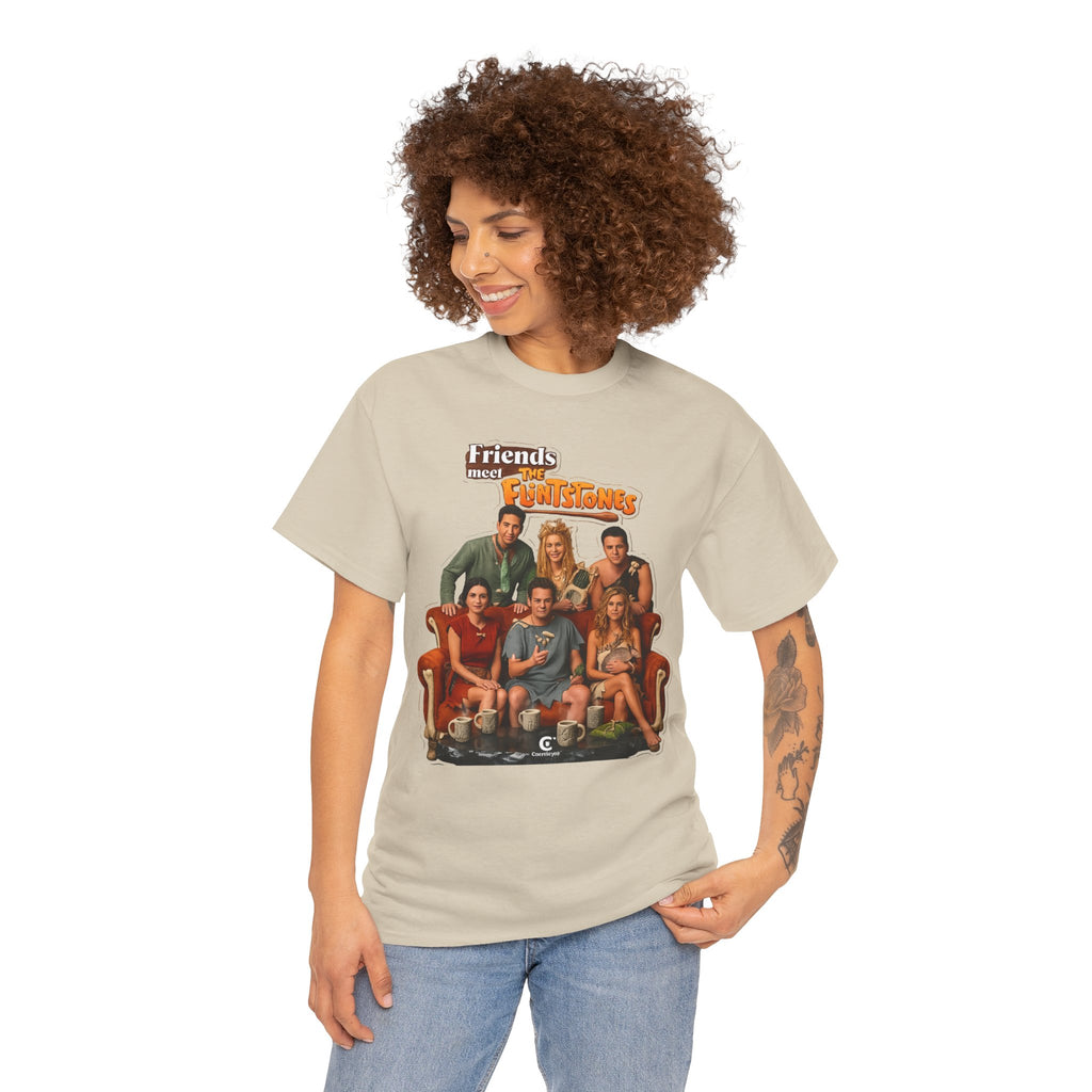 Friends meets the Flintstones TV Sitcom Cast Graphic Tee — 'Friends' Retro Couch Design