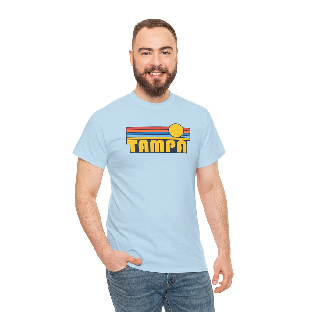 Tampa Retro Sunset T-Shirt — Vintage 70s Striped Beach Tee