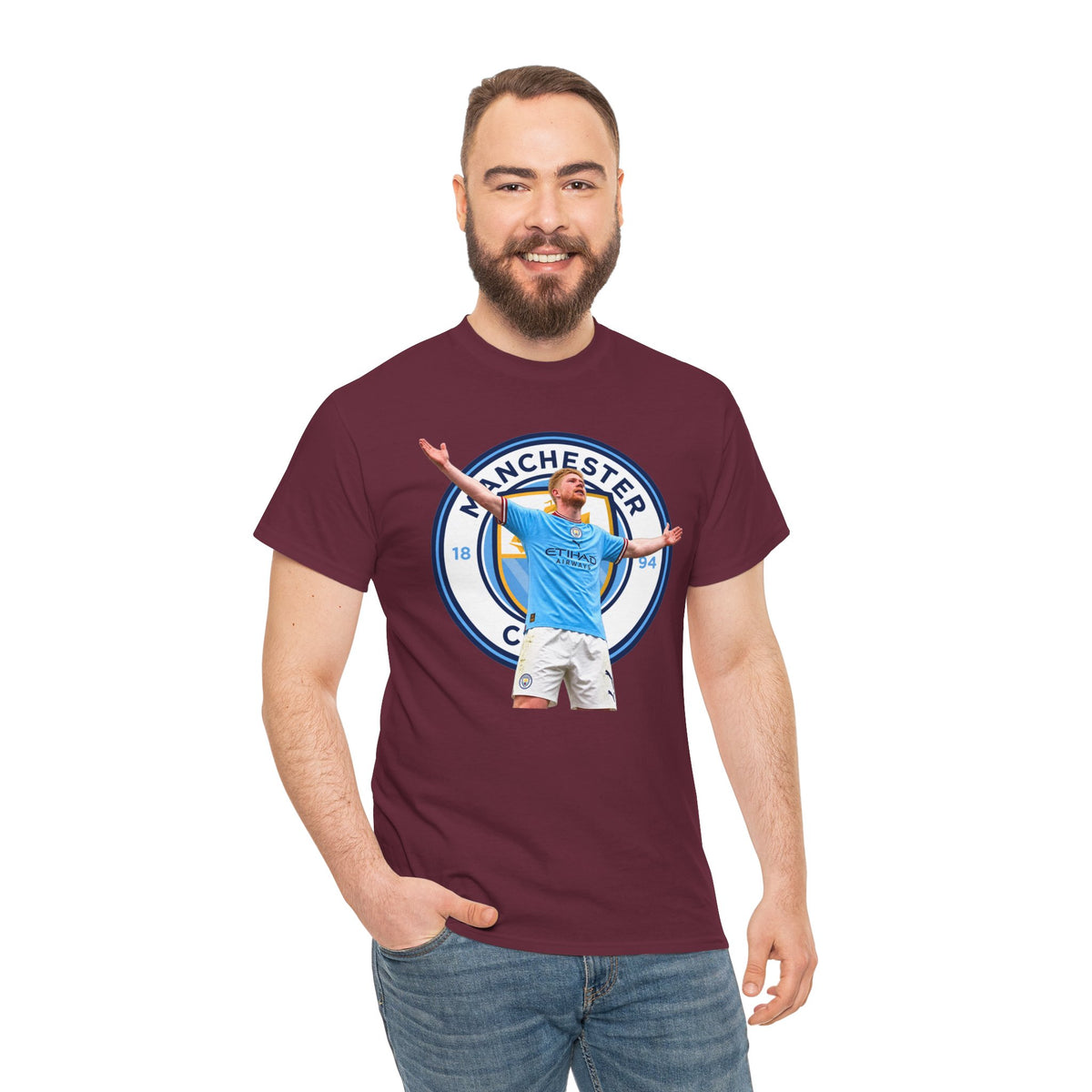 Kevin De Bruyne Manchester Football Club Legend Cotton T-Shirt — Player Celebration Graphic T-Shirt