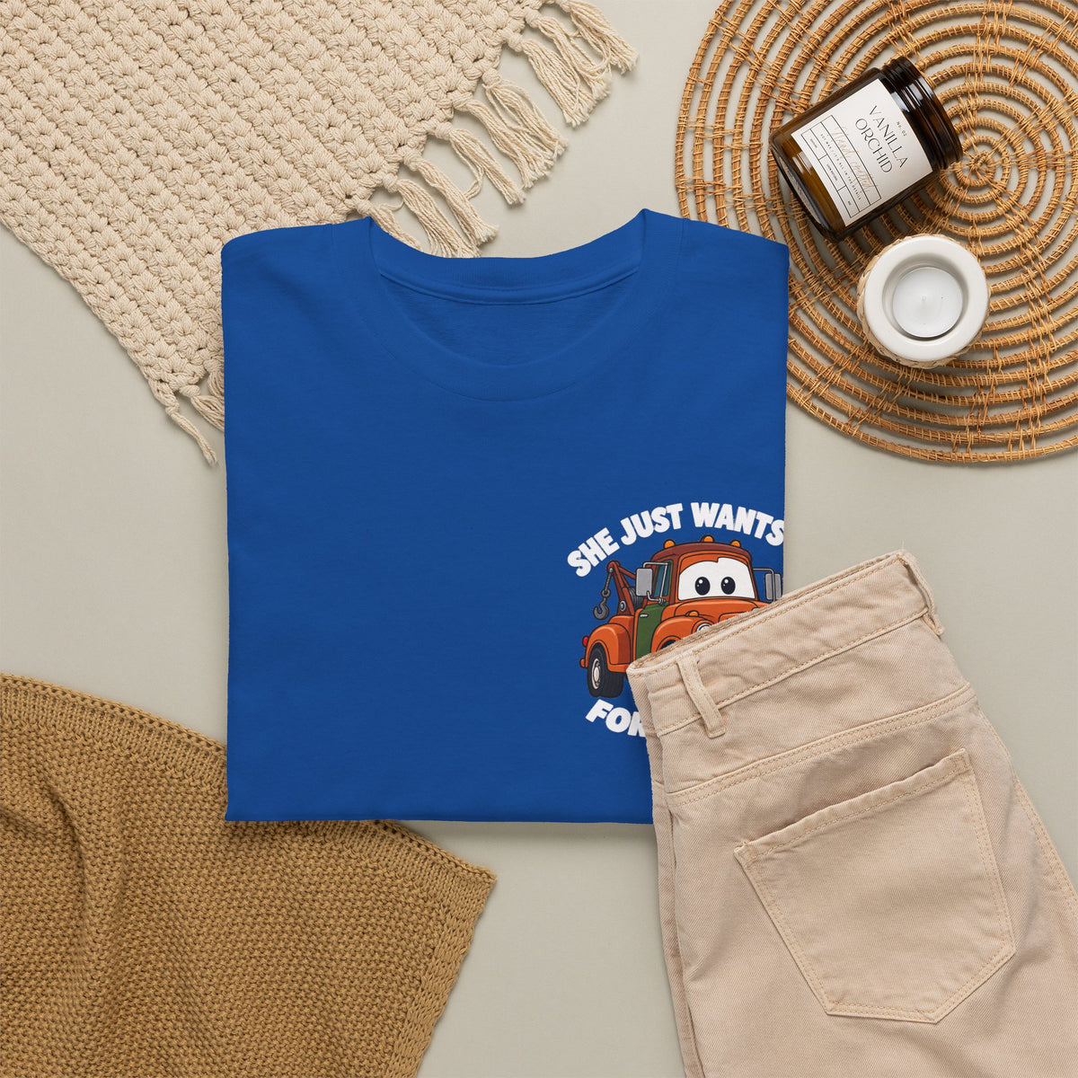 T-Shirt — "She Just Wants Me For My Body" Cute Tow Truck Graphic Tee