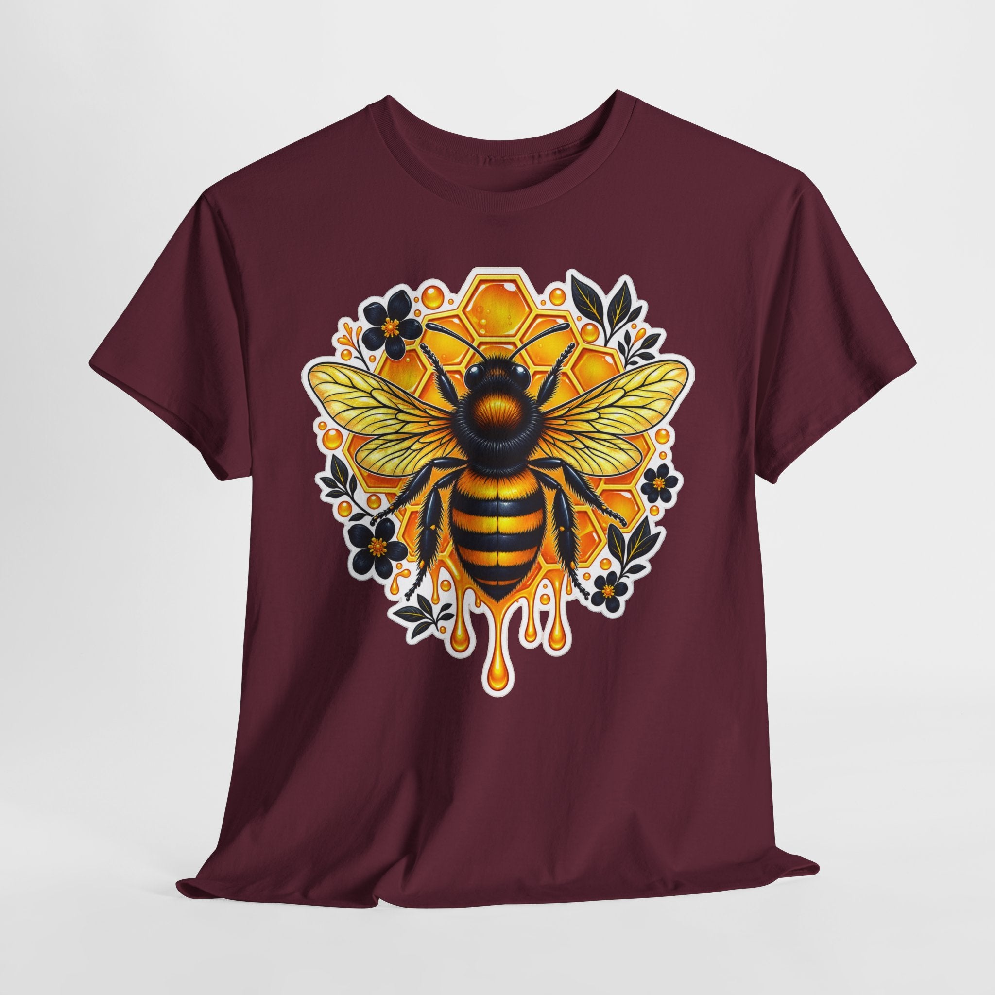 Manchester Bee Honeycomb T‑Shirt — Floral Dripping Honey Graphic Tee
