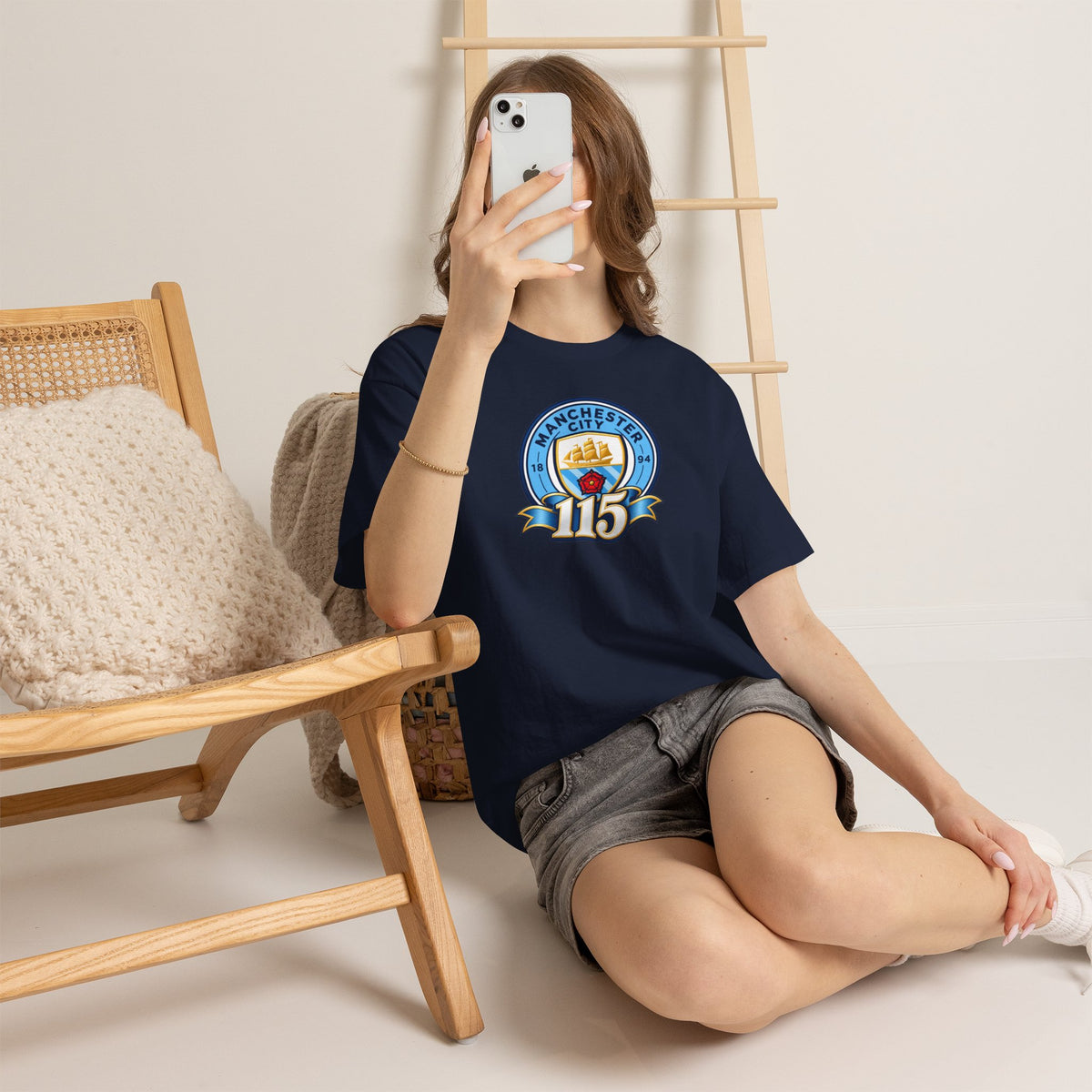 Manchester City 115th Crest Inspired Cotton T-Shirt