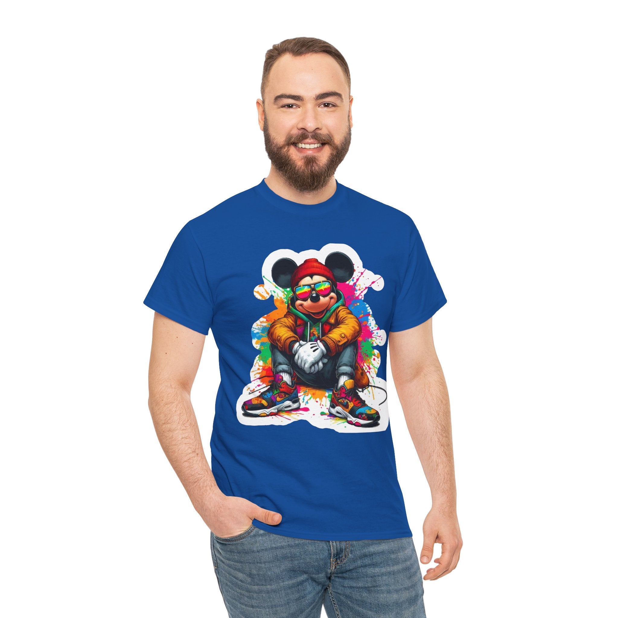 Streetwear Mouse Graphic Tee — Colorful Urban Hip-Hop Cartoon Shirt