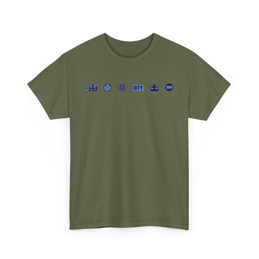 Manchester City Minimal City Icons Tee — Navy Skyline Icons Chest Print