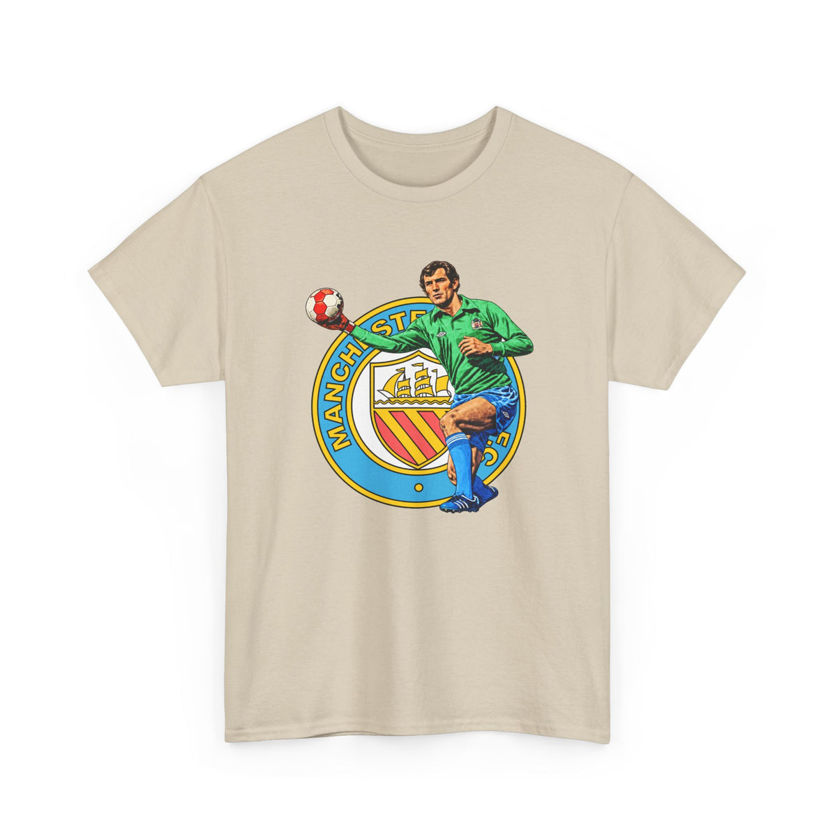 Joe Corrigan Manchester City Crest T-Shirt — Vintage Football Player Graphic Tee