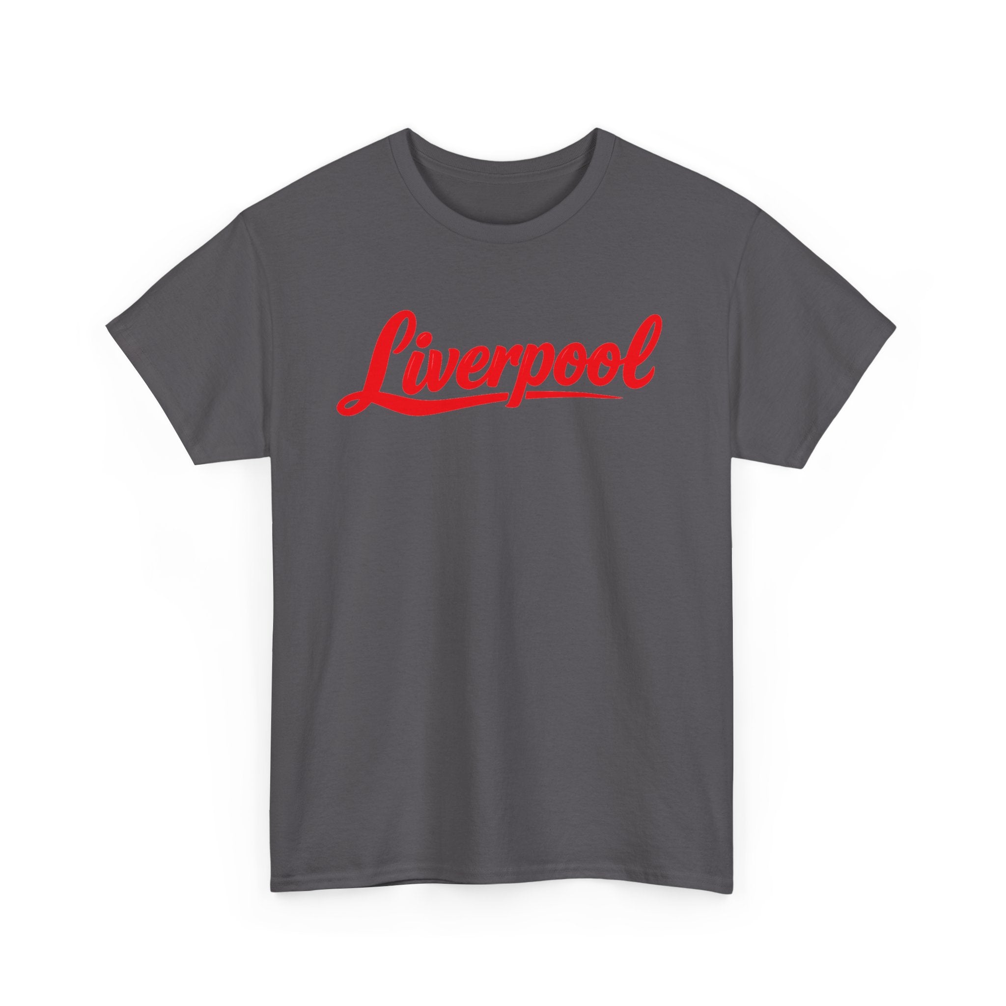 Liverpool Script T-Shirt — Retro Red Logo Tee for Fans