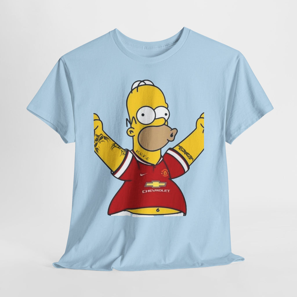 Homer Simpson Manchester Fan T-Shirt — Cartoon Football Supporter Tee