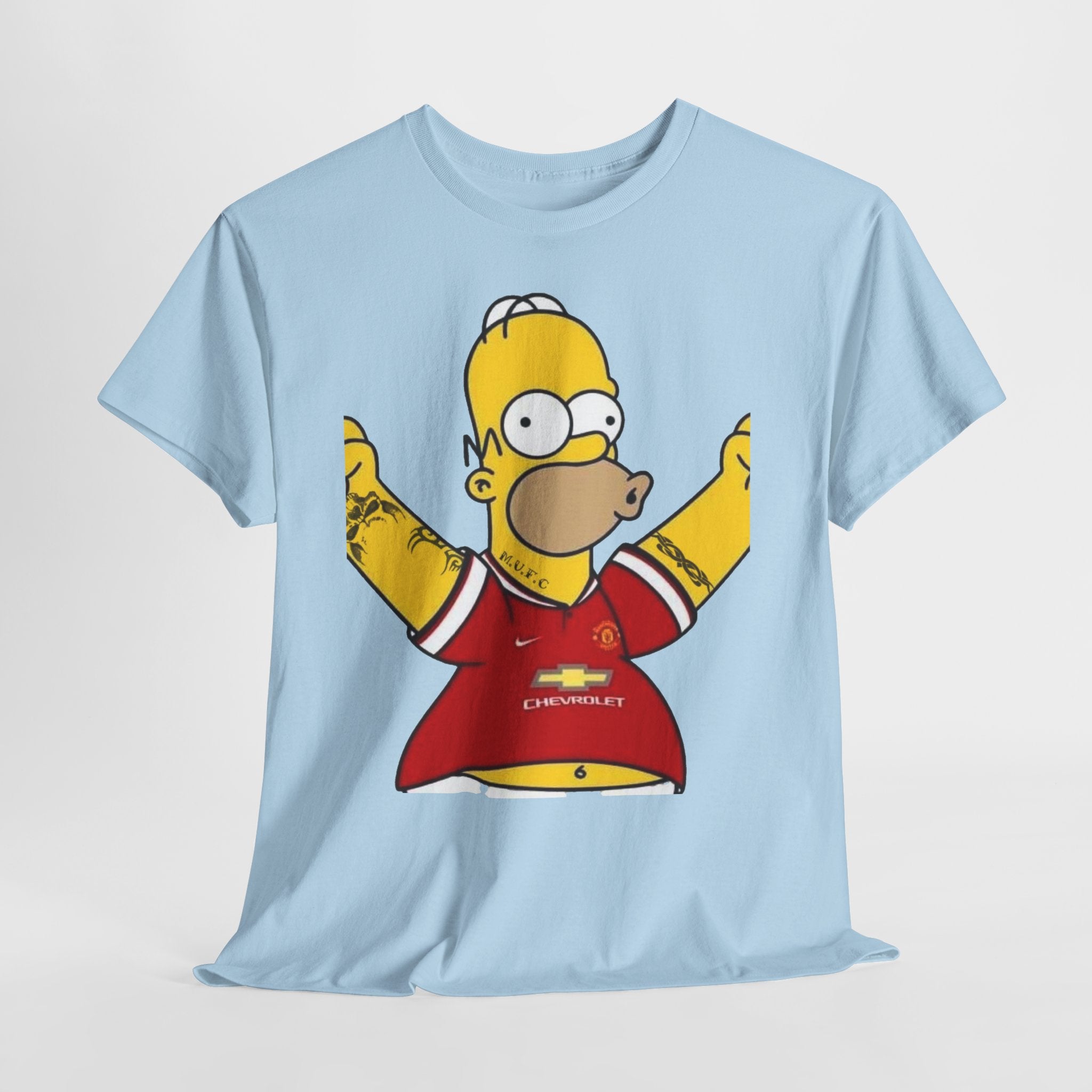 Homer Simpson Manchester Fan T-Shirt — Cartoon Football Supporter Tee