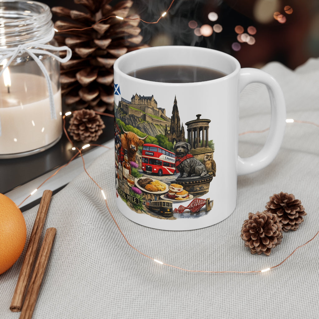 Scotland Souvenir Coffee Mug — Edinburgh Icons Collage (11oz & 15oz)
