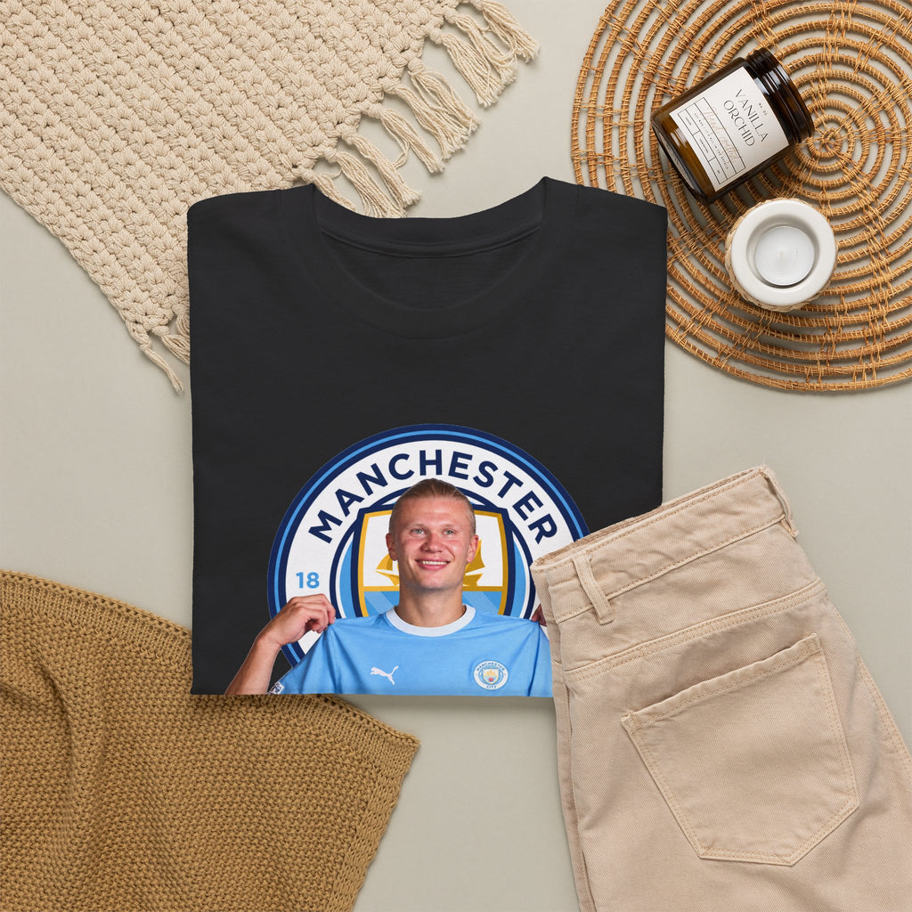 Manchester City Erling Haaland Inspired Cotton T-Shirt Tee — Player Celebratory Graphic T-Shirt