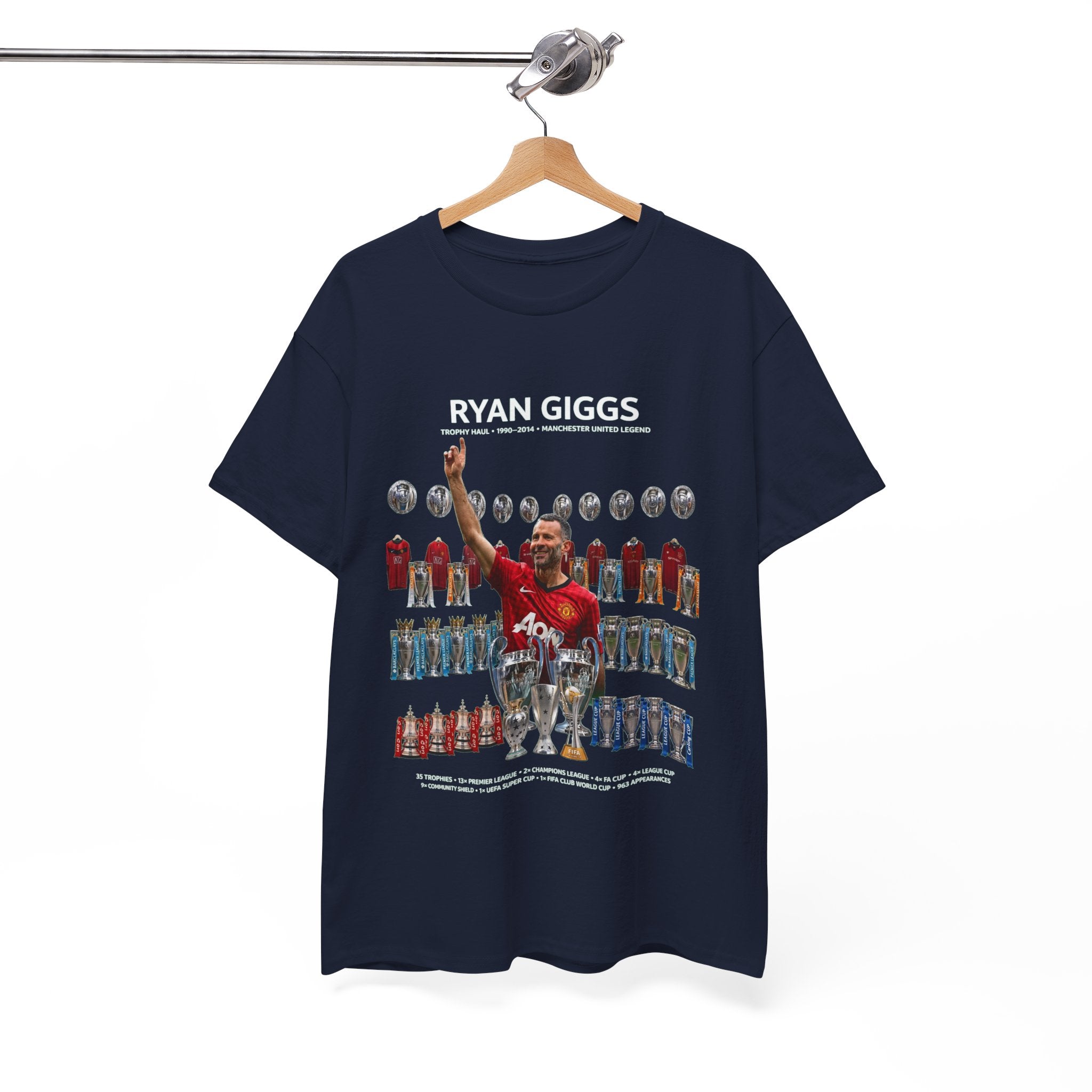 Ryan Giggs Trophy Haul Manchester United Legend Unisex Heavy Cotton Tee
