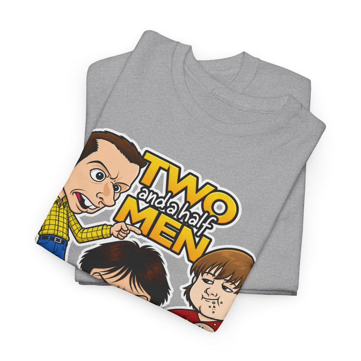 Two and a Half Men Inspired Cartoon Tee — Retro TV Comedy Graphic T-Shirt