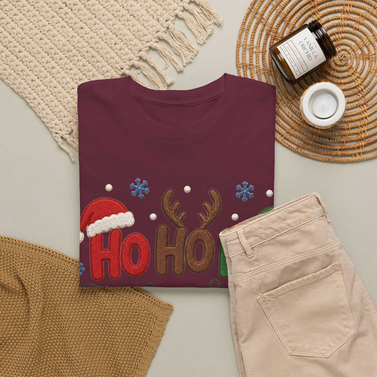 Christmas Ho Ho Ho Tee — Festive Santa, Reindeer & Lights Holiday T-Shirt