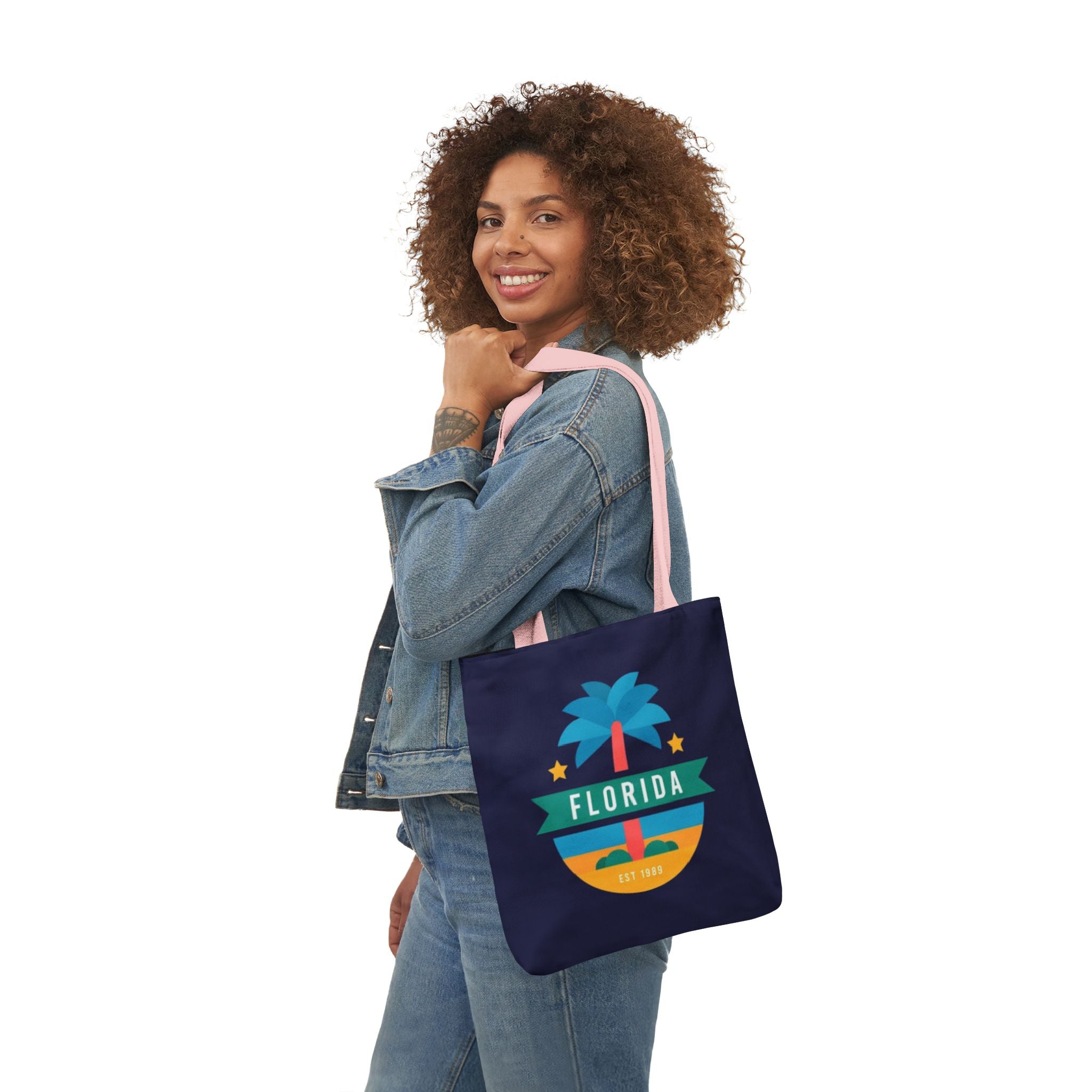 Florida Palm Beach Canvas Tote Bag — Retro Sunshine Travel Tote