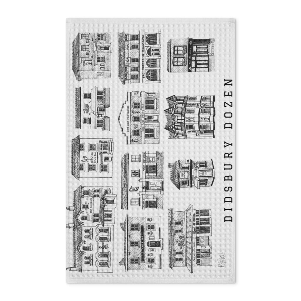 Didsbury Dozen Waffle Tea Towel — Illustrated Neighborhood Kitchen Towel