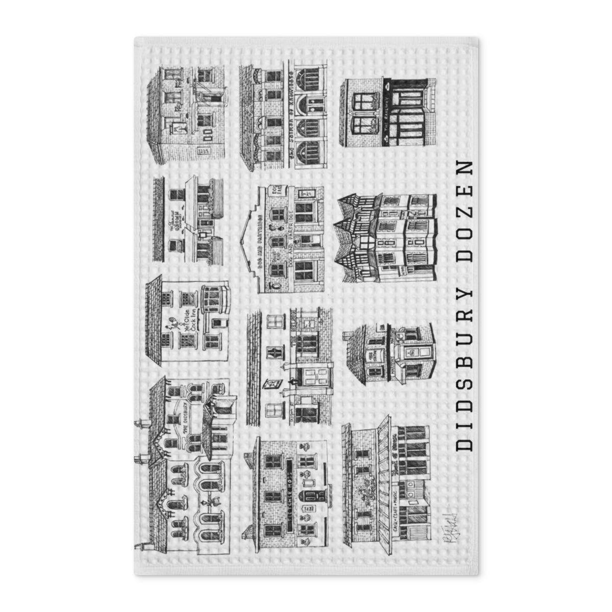 Didsbury Dozen Waffle Tea Towel — Illustrated Neighborhood Kitchen Towel